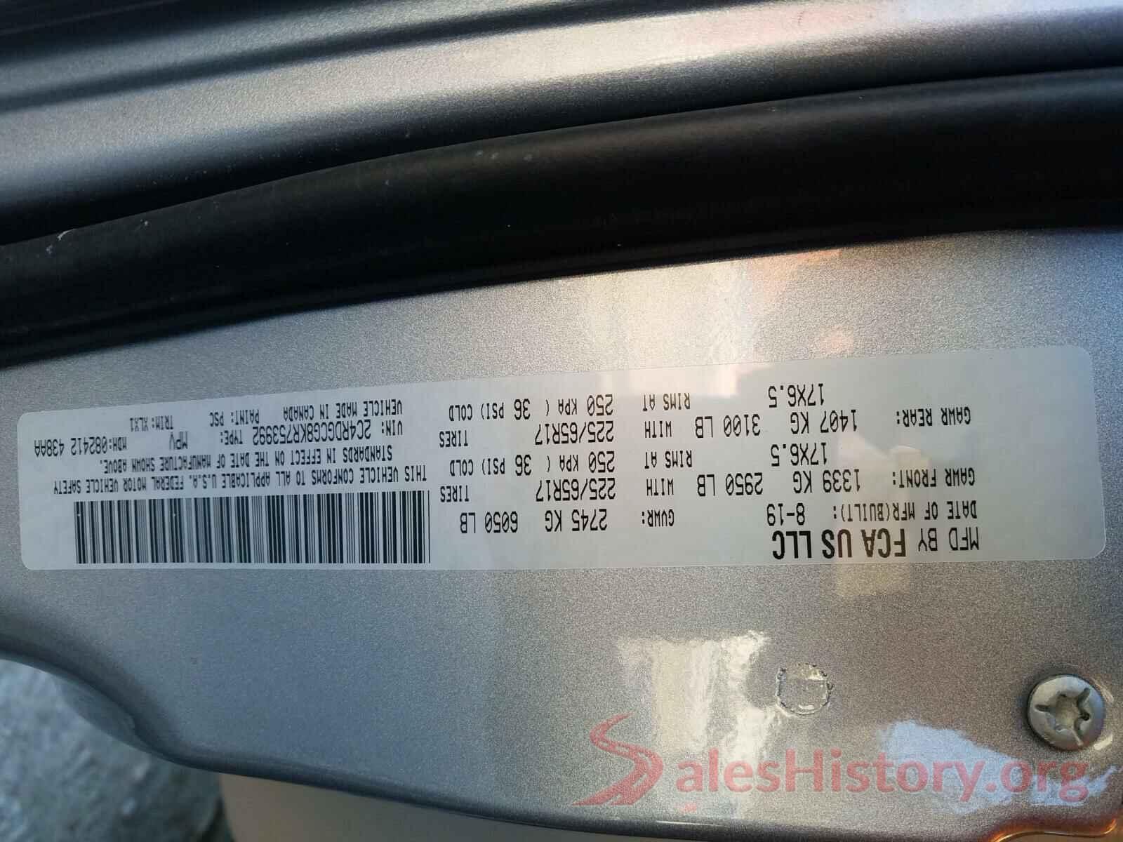 2C4RDGCG8KR753992 2019 DODGE GRAND CARA