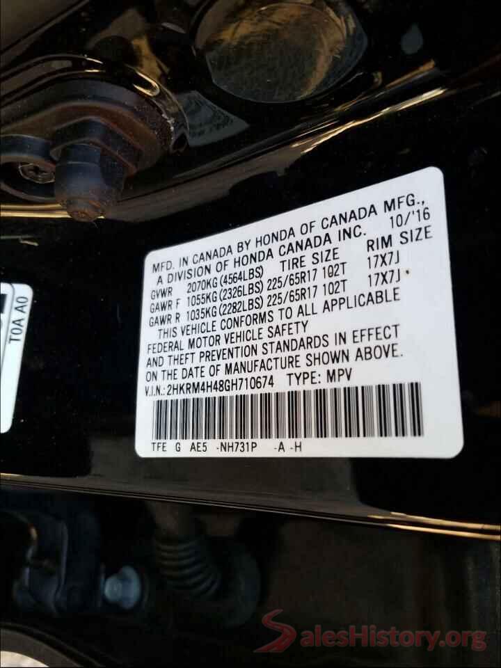 2HKRM4H48GH710674 2016 HONDA CRV