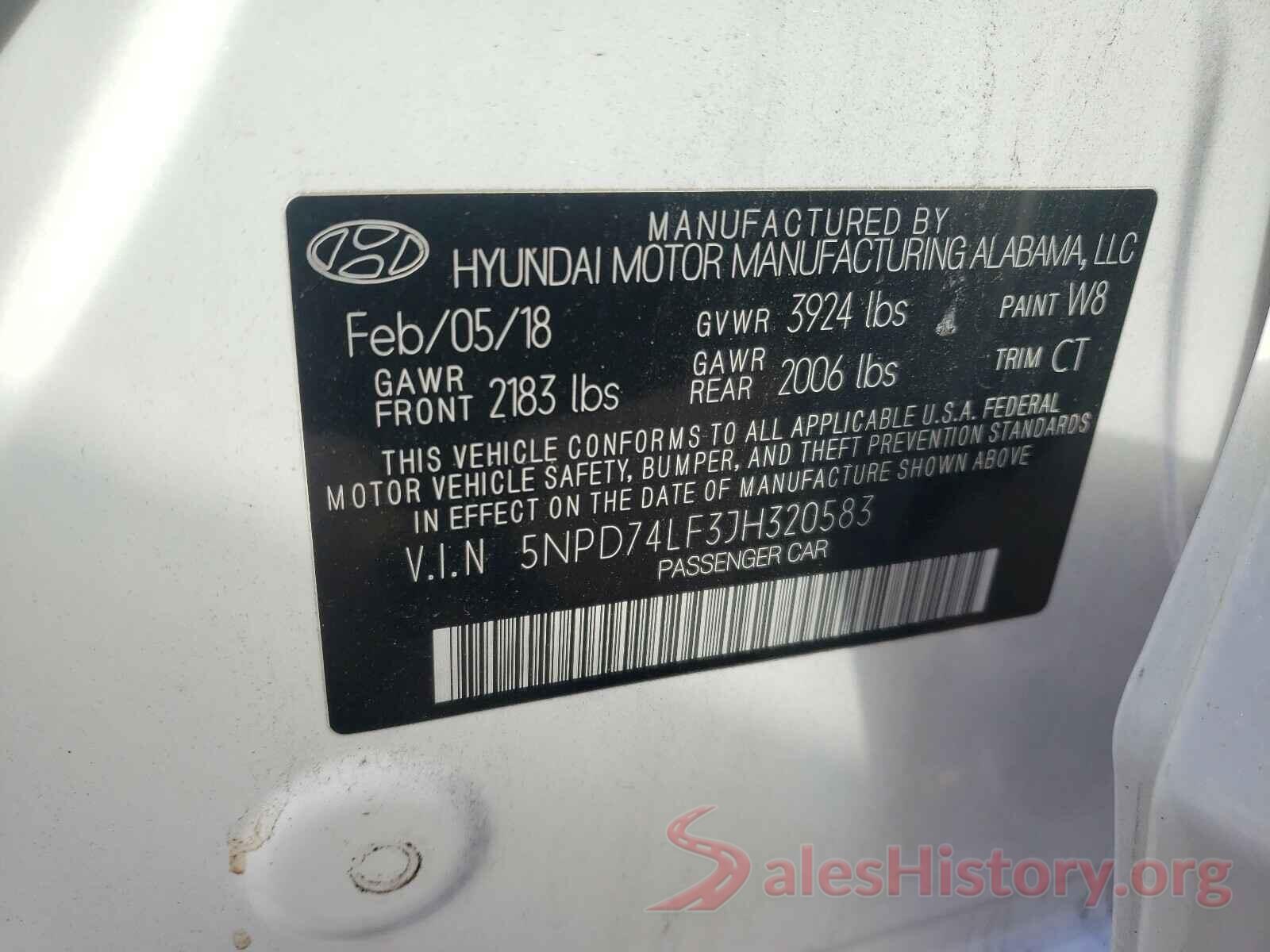 5NPD74LF3JH320583 2018 HYUNDAI ELANTRA