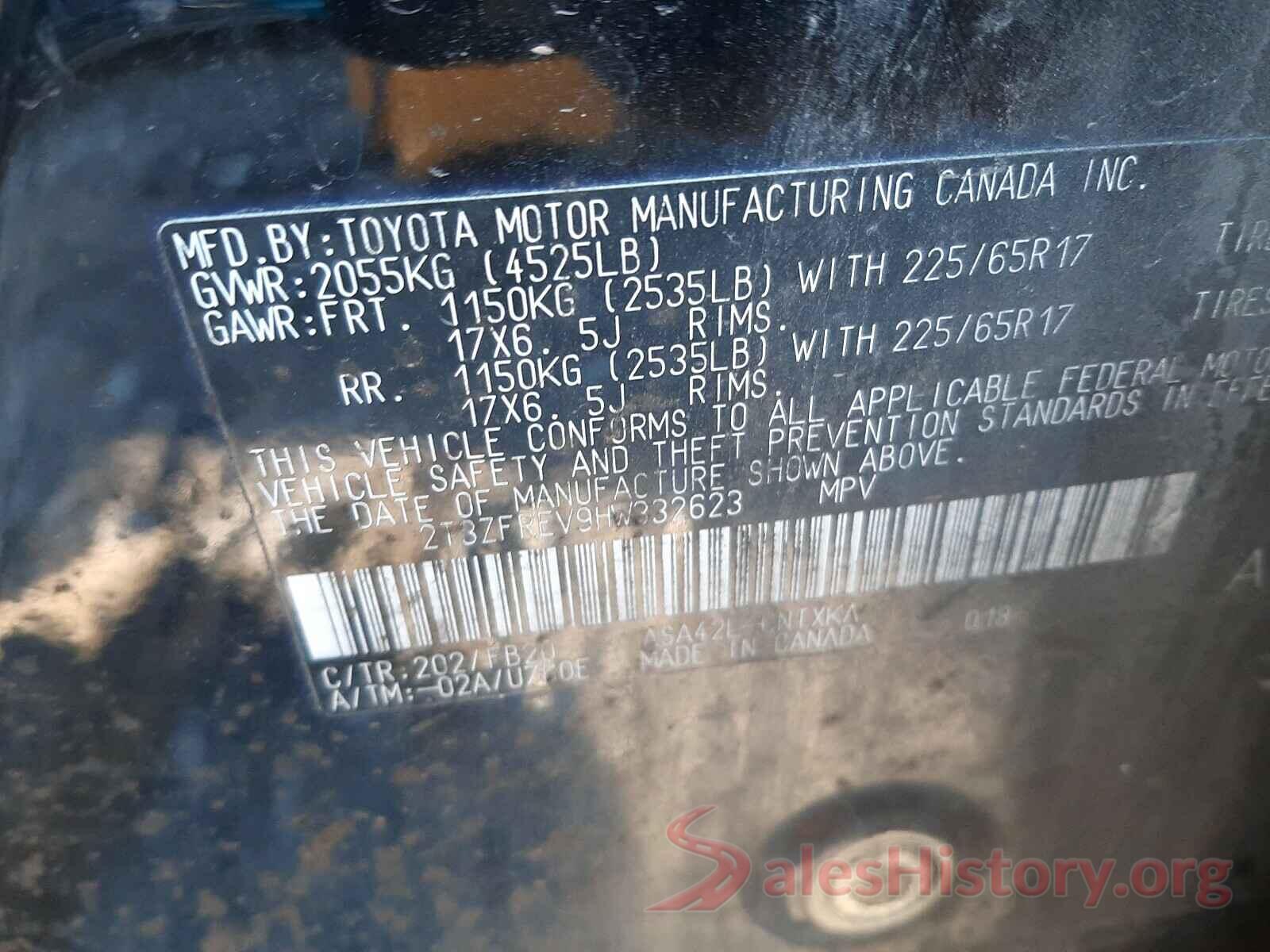 2T3ZFREV9HW332623 2017 TOYOTA RAV4