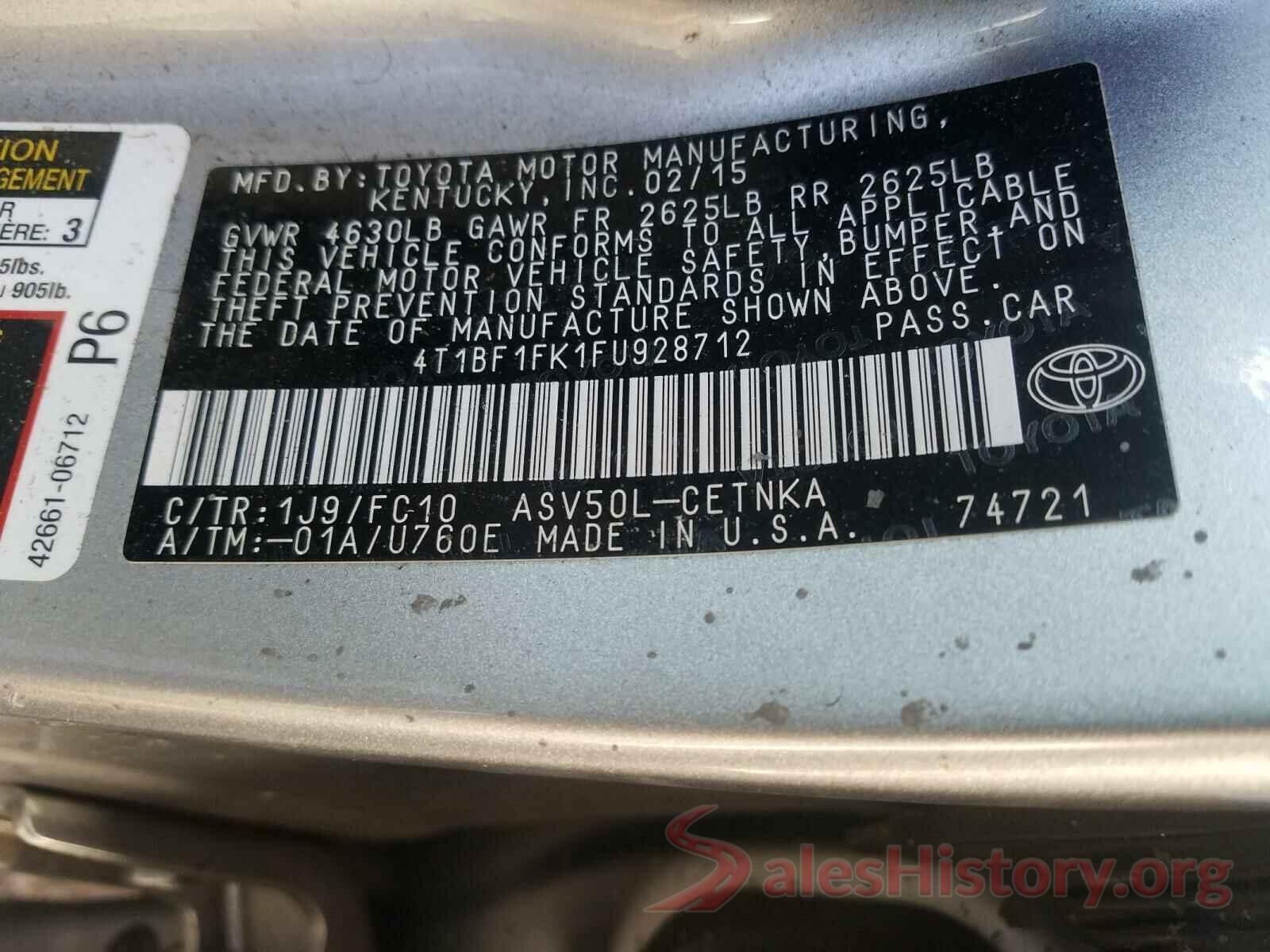 4T1BF1FK1FU928712 2015 TOYOTA CAMRY