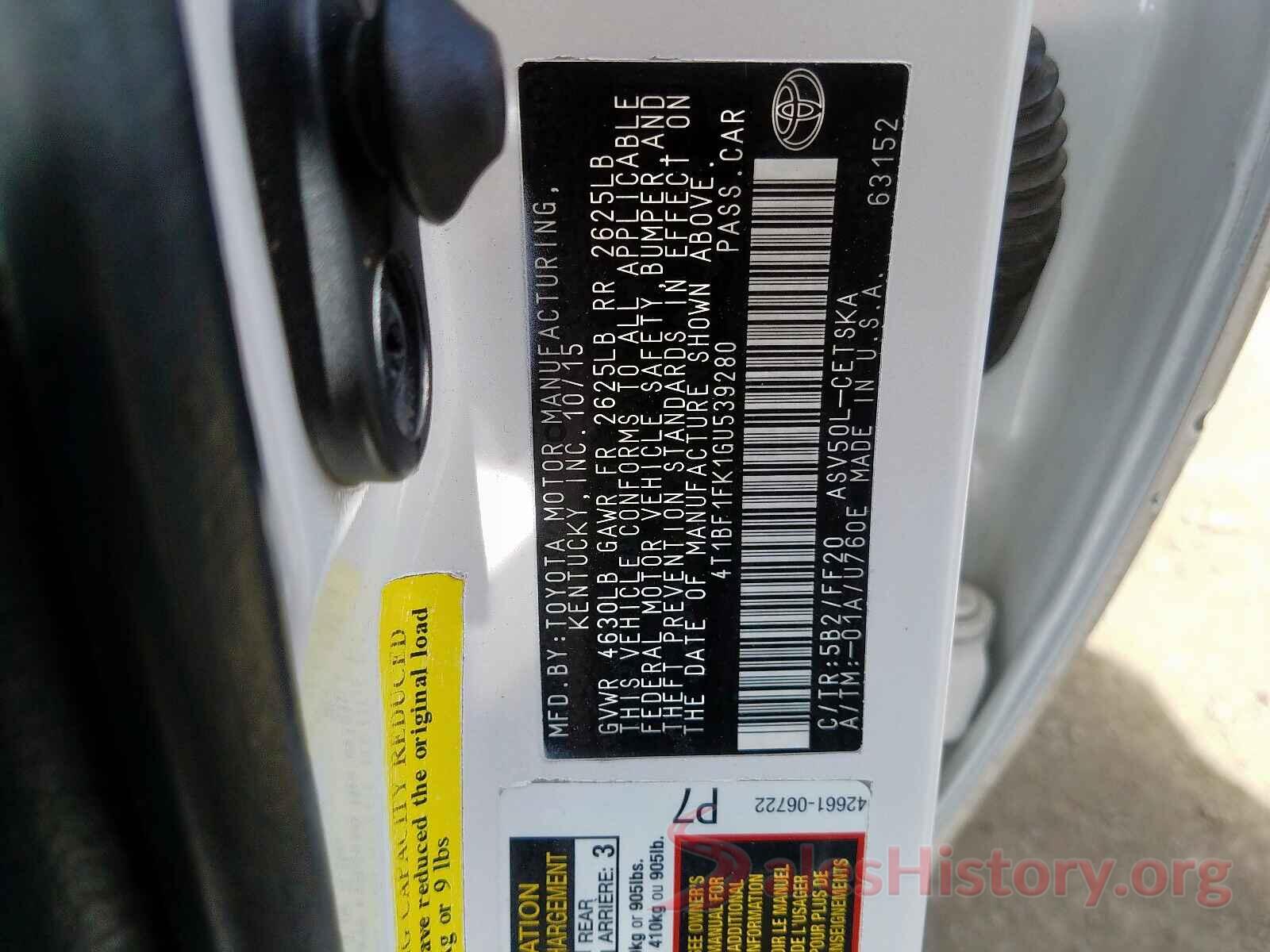 4T1BF1FK1GU539280 2016 TOYOTA CAMRY