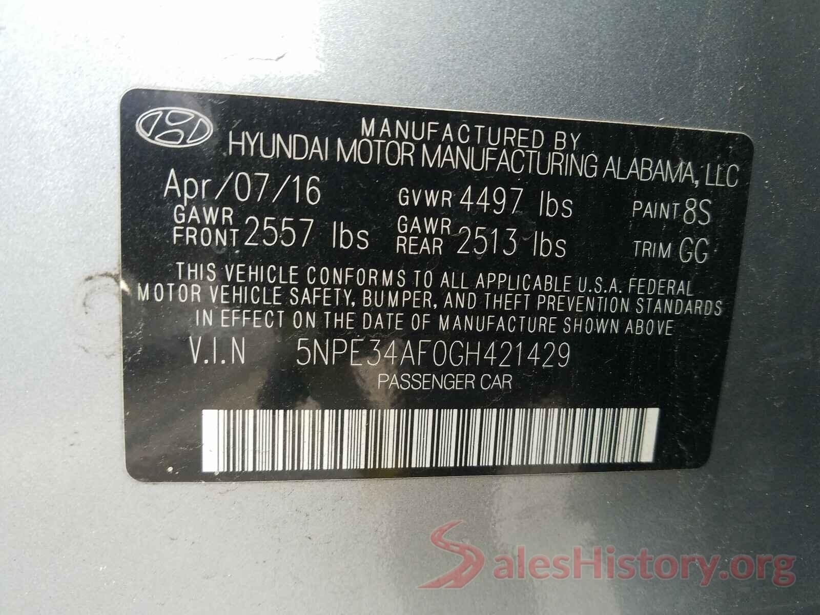 5NPE34AF0GH421429 2016 HYUNDAI SONATA