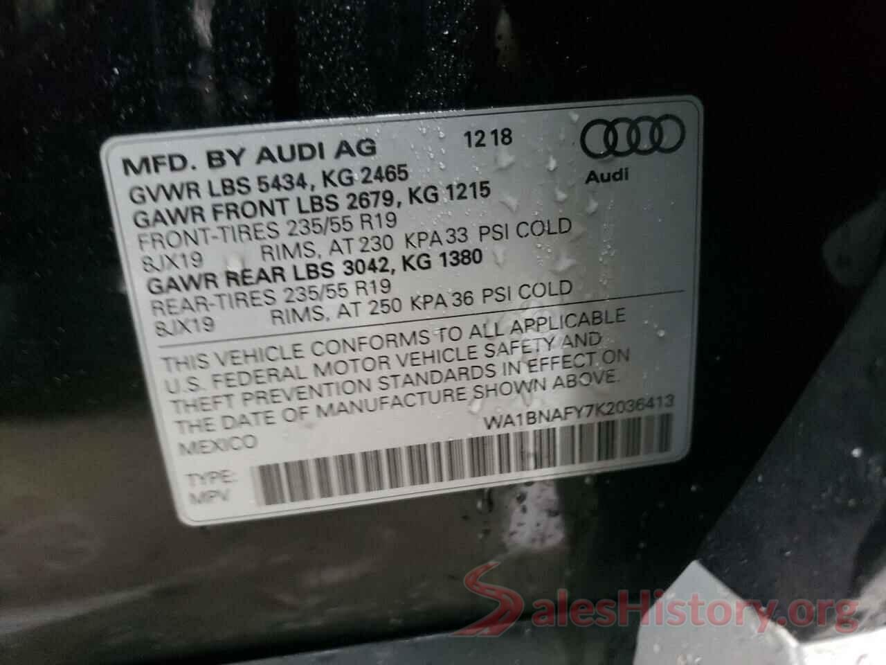 WA1BNAFY7K2036413 2019 AUDI Q5