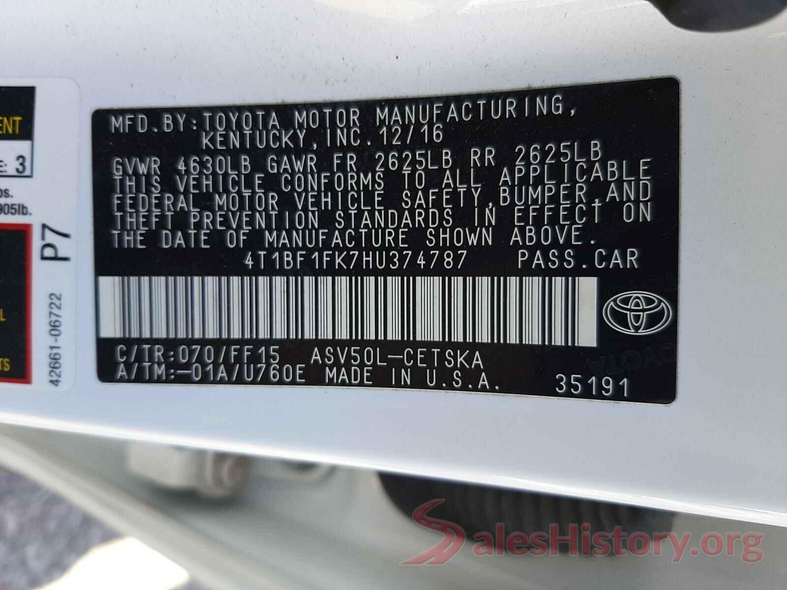 4T1BF1FK7HU374787 2017 TOYOTA CAMRY