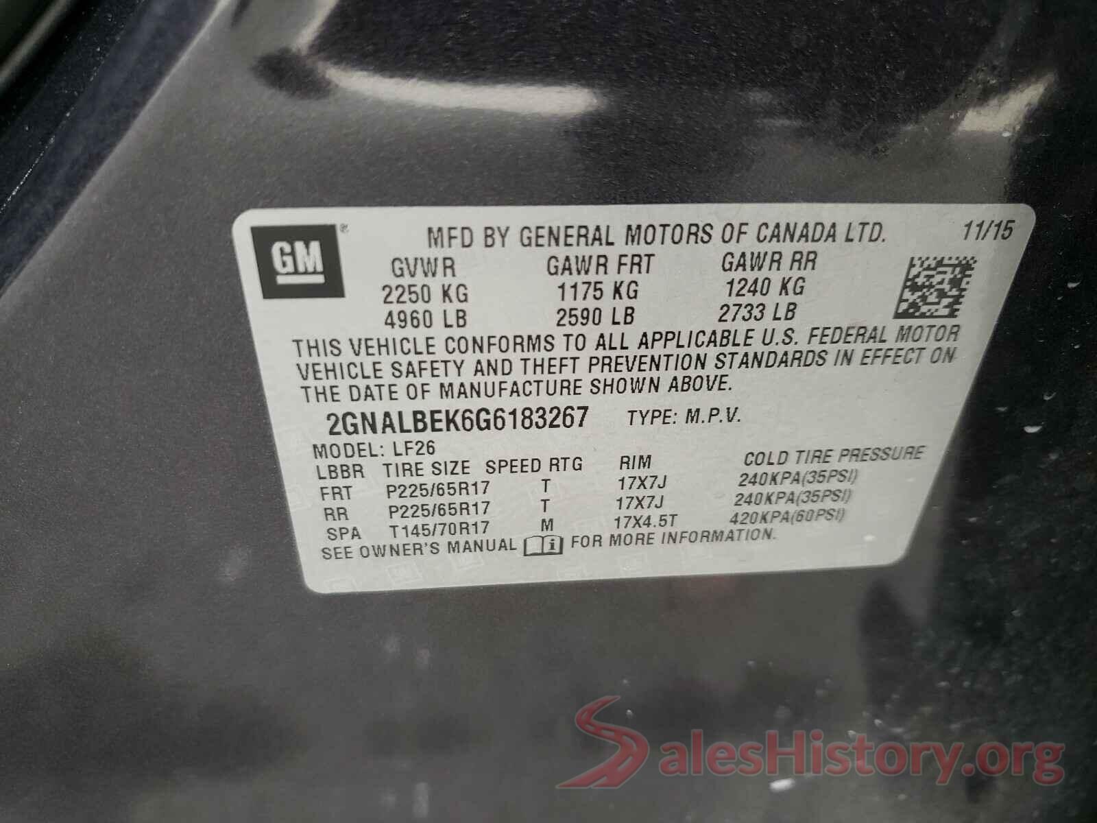 2GNALBEK6G6183267 2016 CHEVROLET EQUINOX