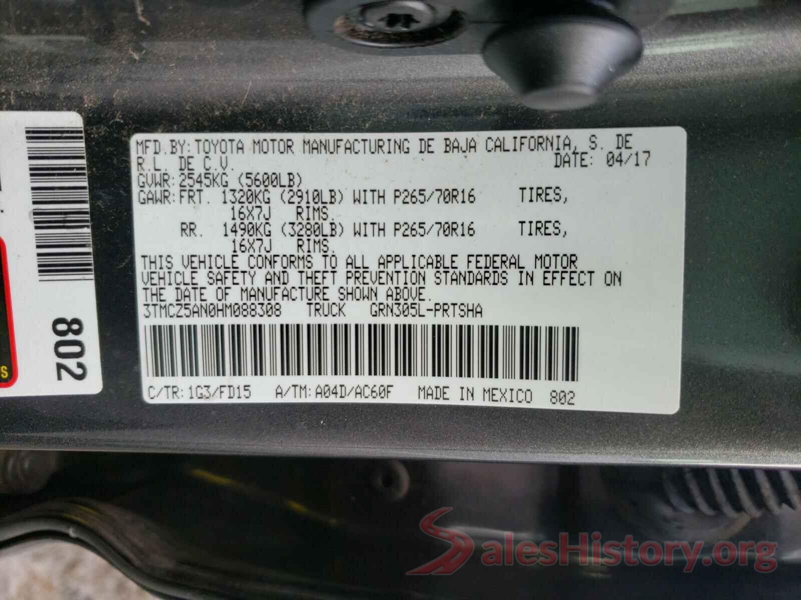 3TMCZ5AN0HM088308 2017 TOYOTA TACOMA