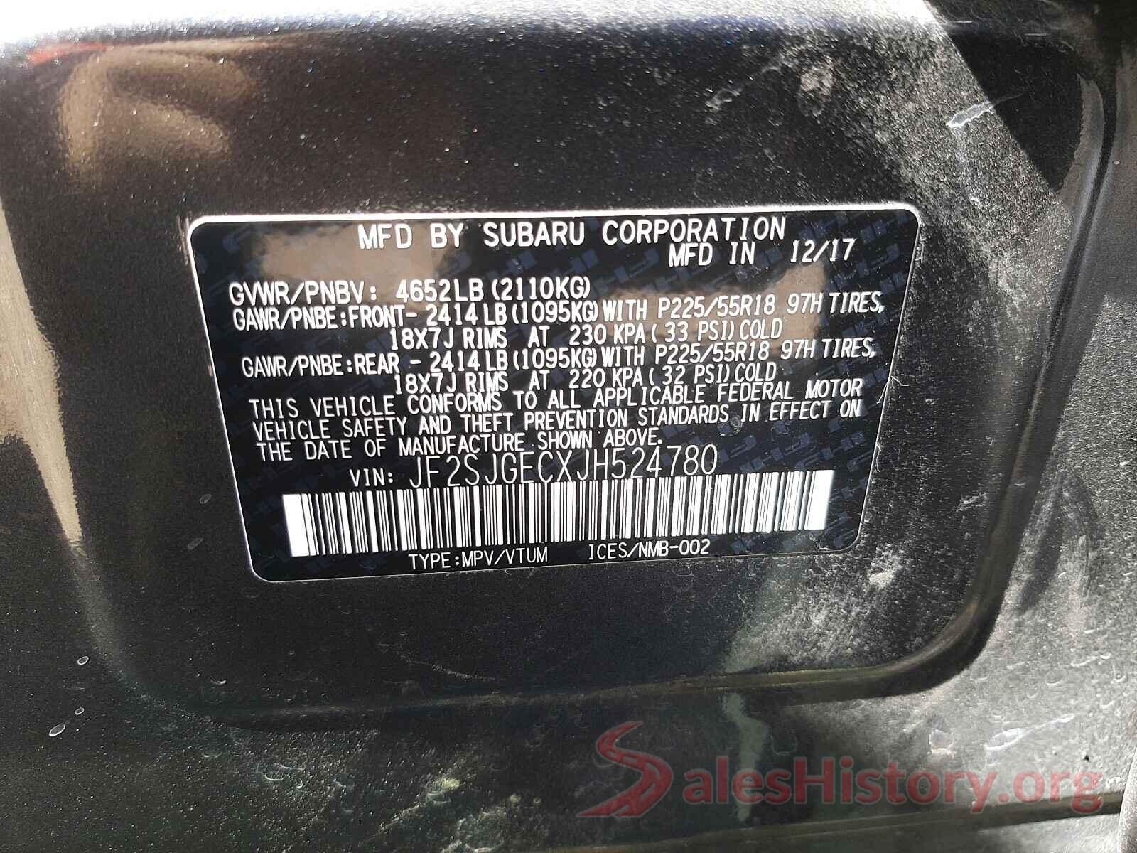 JF2SJGECXJH524780 2018 SUBARU FORESTER