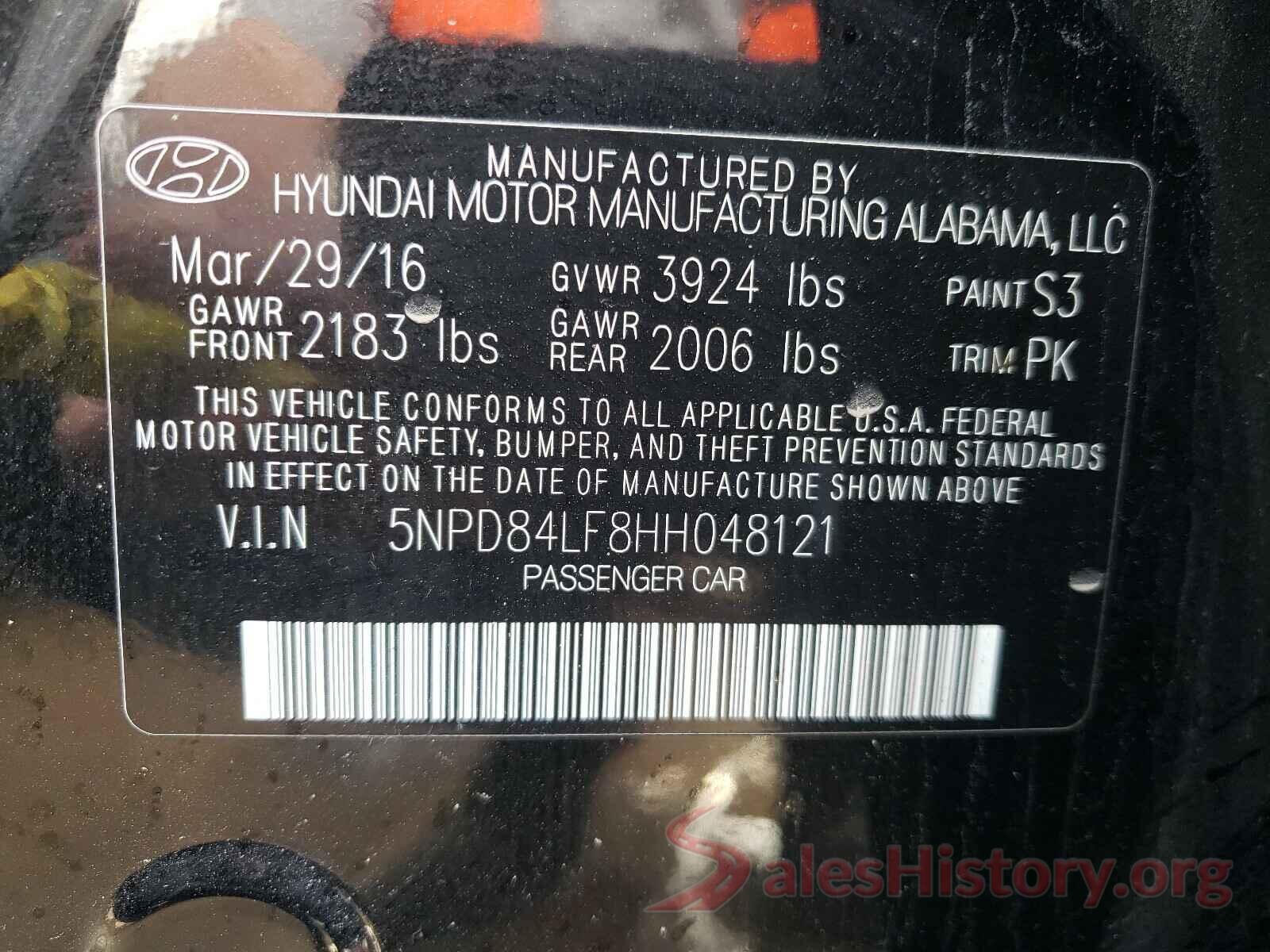 5NPD84LF8HH048121 2017 HYUNDAI ELANTRA