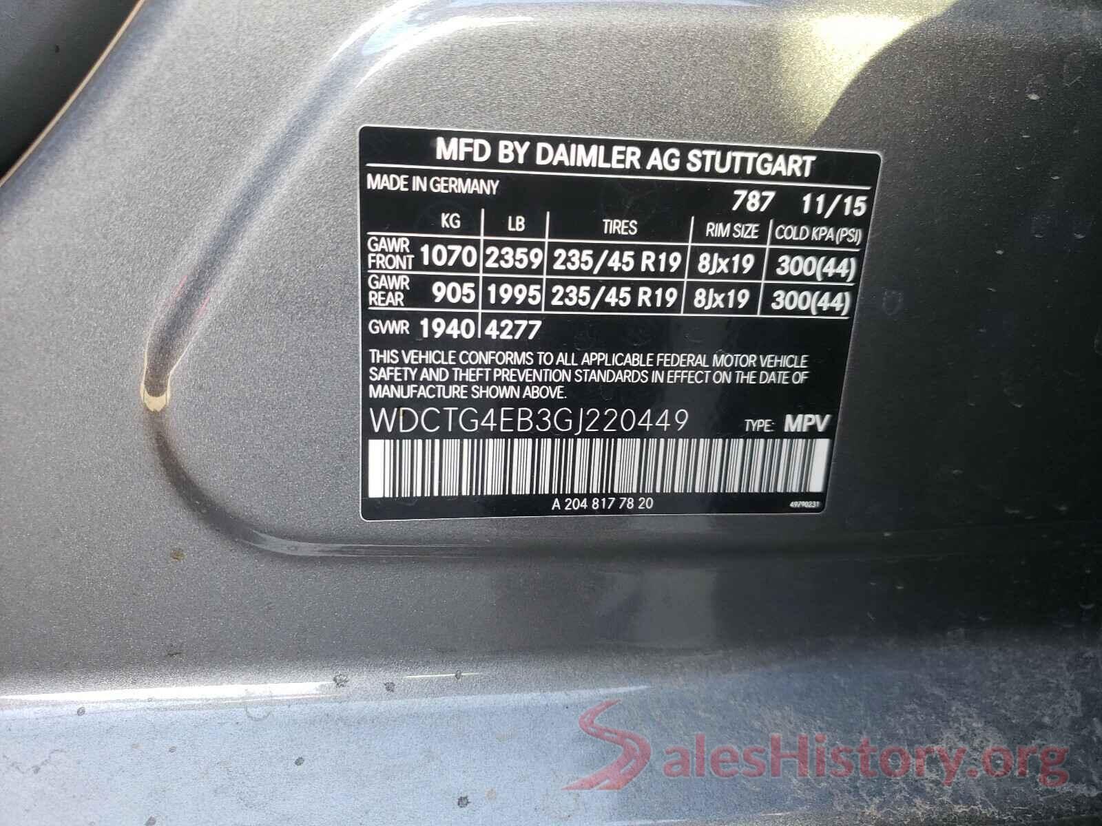 WDCTG4EB3GJ220449 2016 MERCEDES-BENZ G CLASS