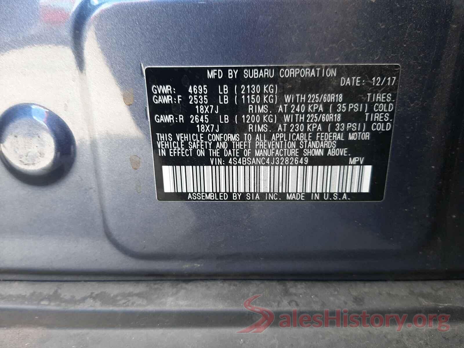 4S4BSANC4J3282649 2018 SUBARU OUTBACK