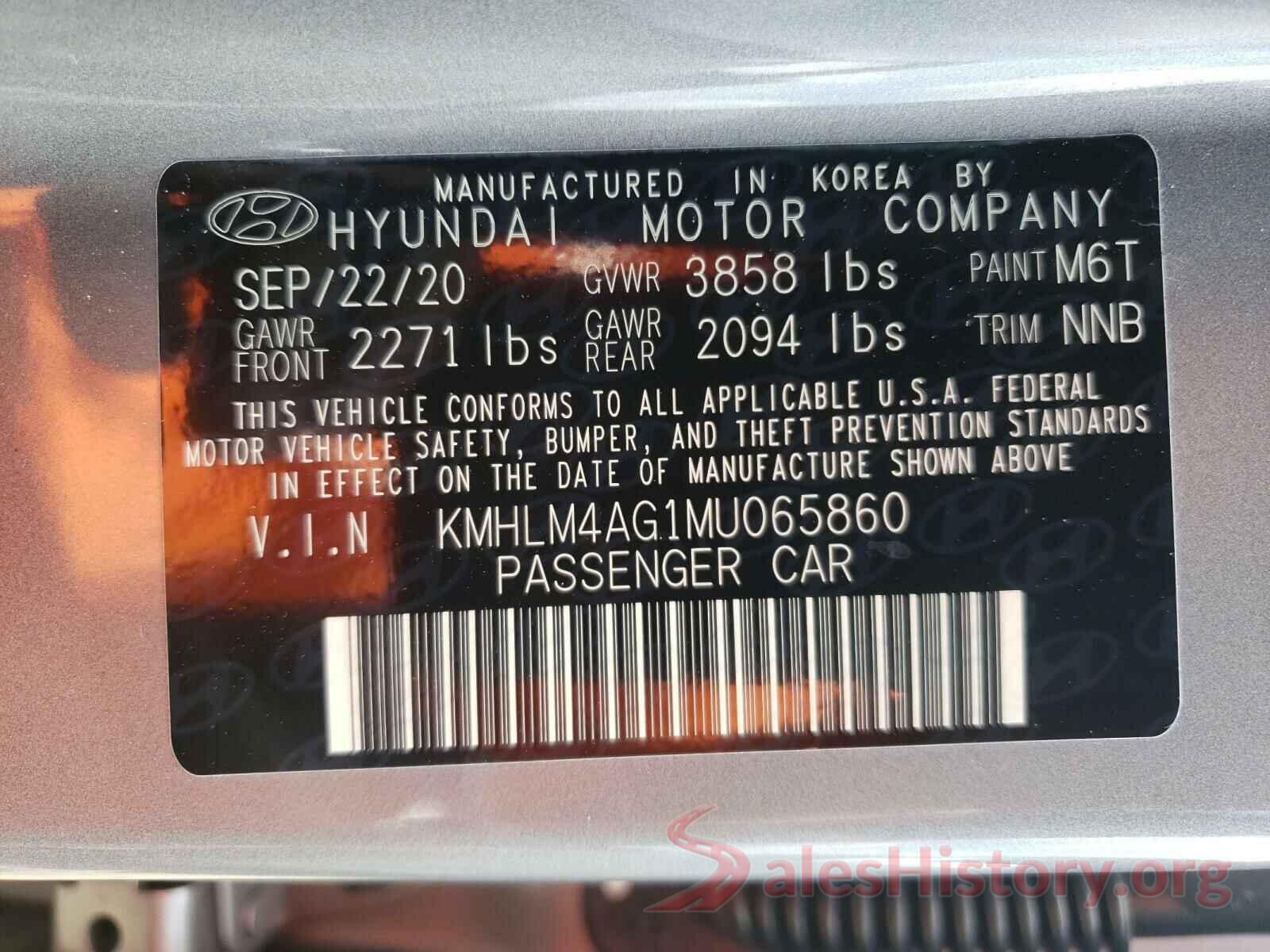 KMHLM4AG1MU065860 2021 HYUNDAI ELANTRA