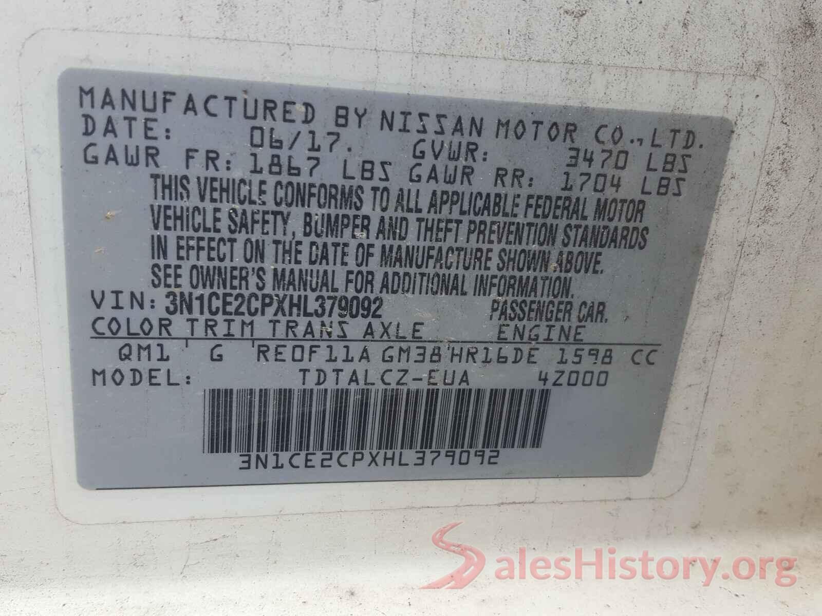 3N1CE2CPXHL379092 2017 NISSAN VERSA