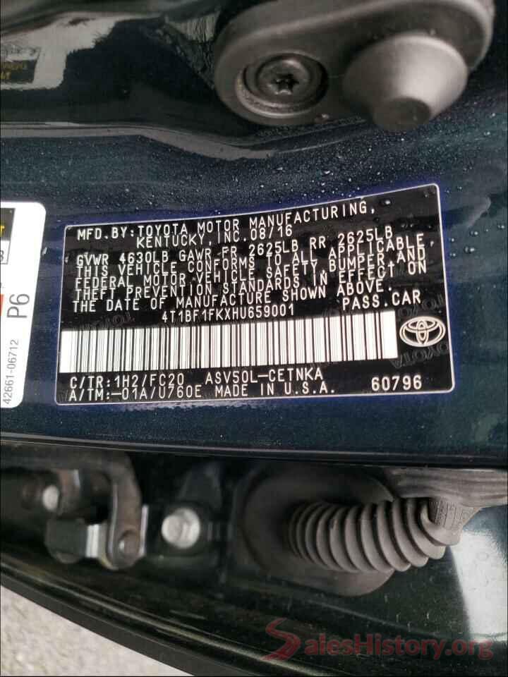 4T1BF1FKXHU659001 2017 TOYOTA CAMRY