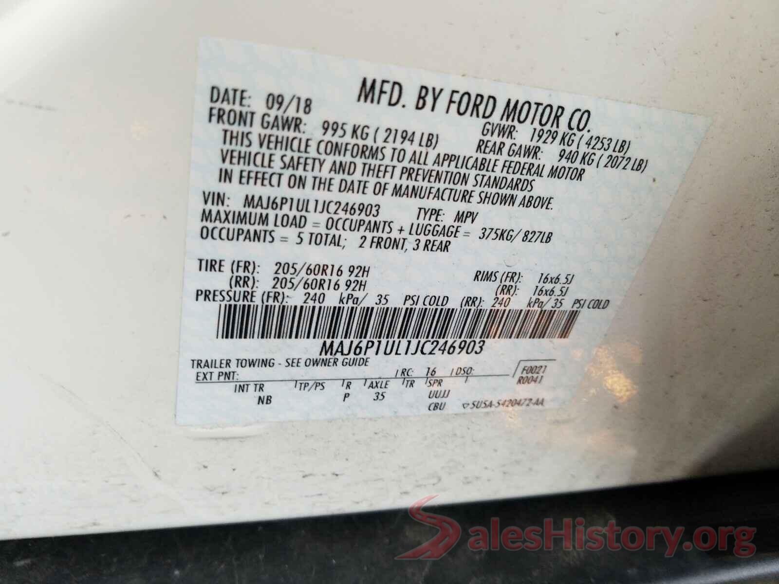 MAJ6P1UL1JC246903 2018 FORD ALL OTHER