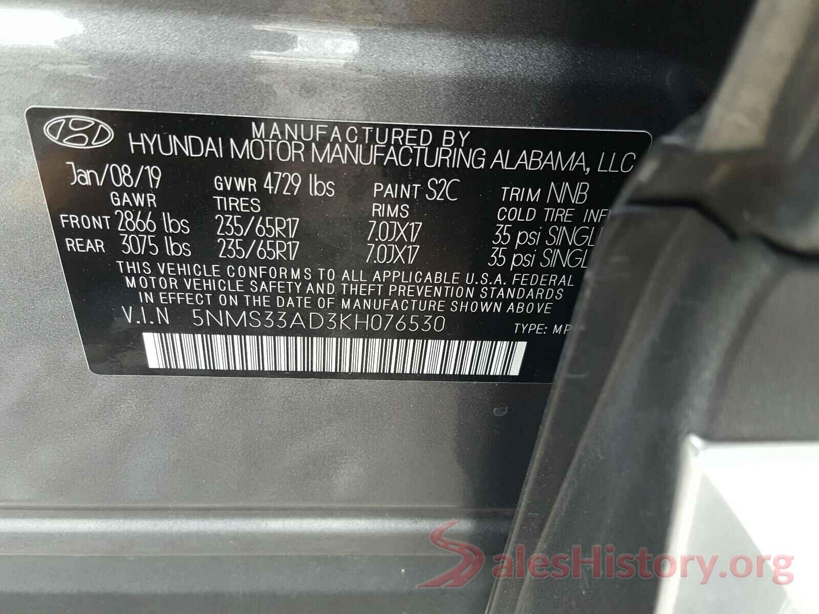 5NMS33AD3KH076530 2019 HYUNDAI SANTA FE