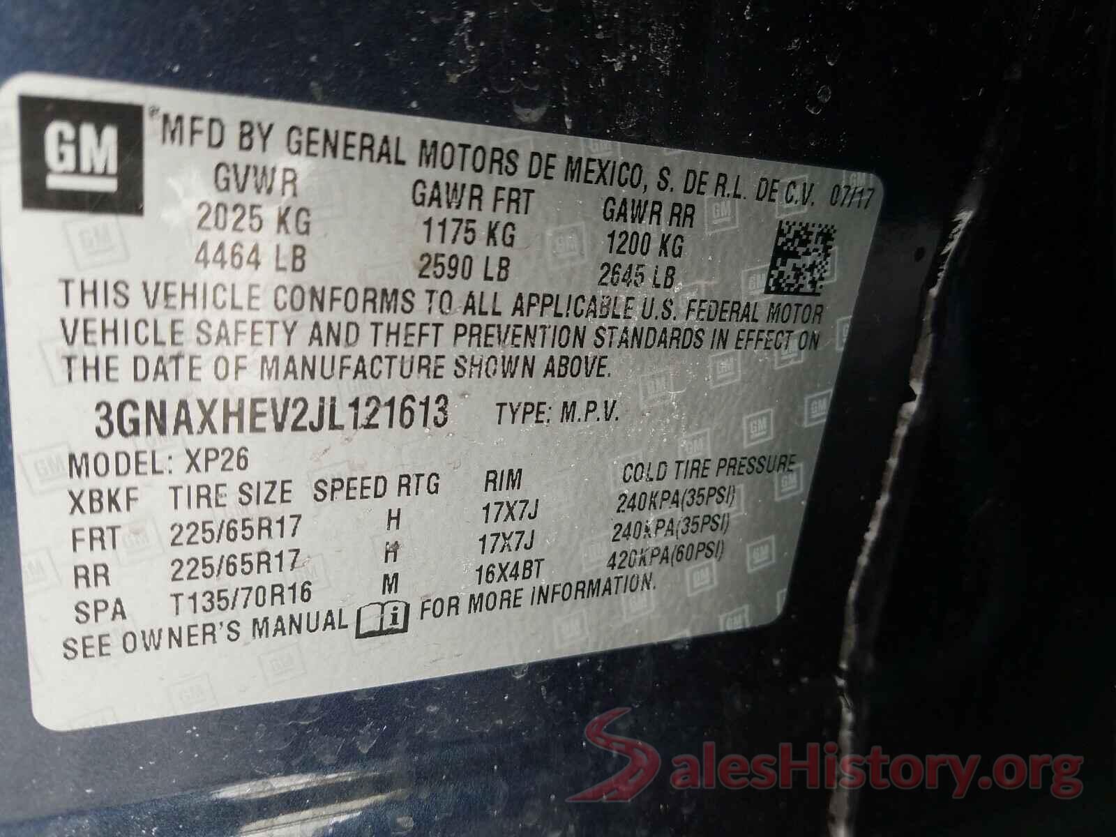 3GNAXHEV2JL121613 2018 CHEVROLET EQUINOX