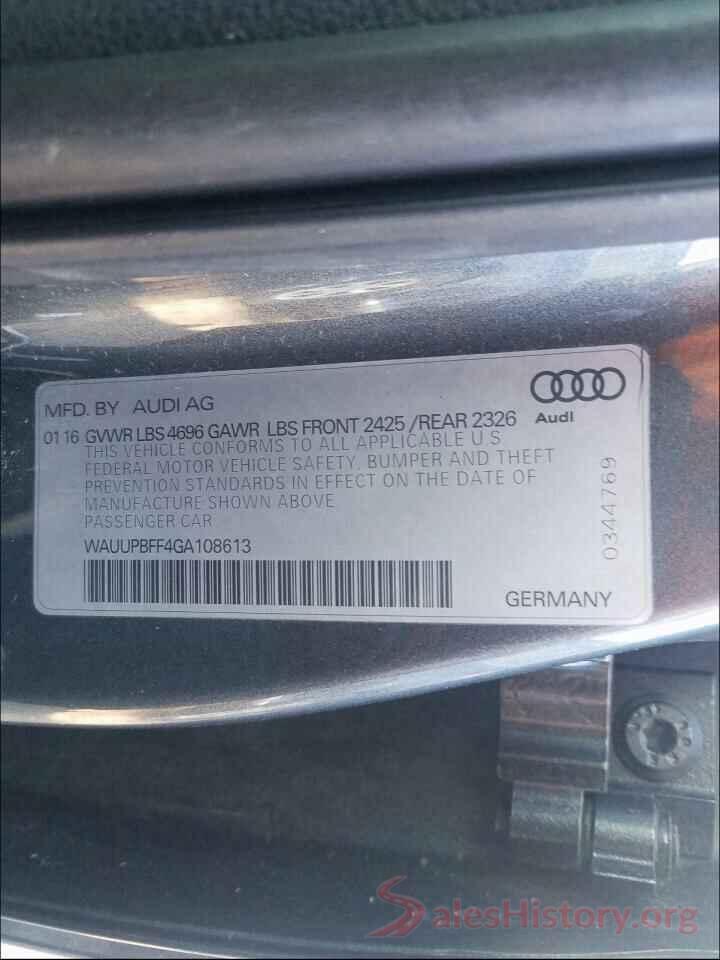 WAUUPBFF4GA108613 2016 AUDI A3