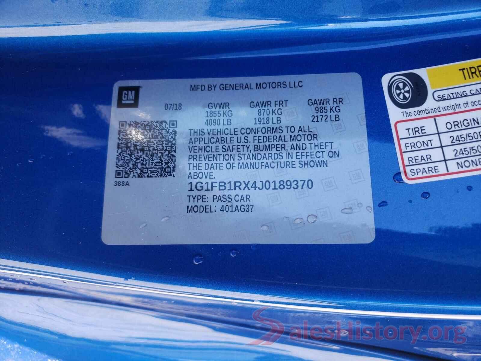 1G1FB1RX4J0189370 2018 CHEVROLET CAMARO