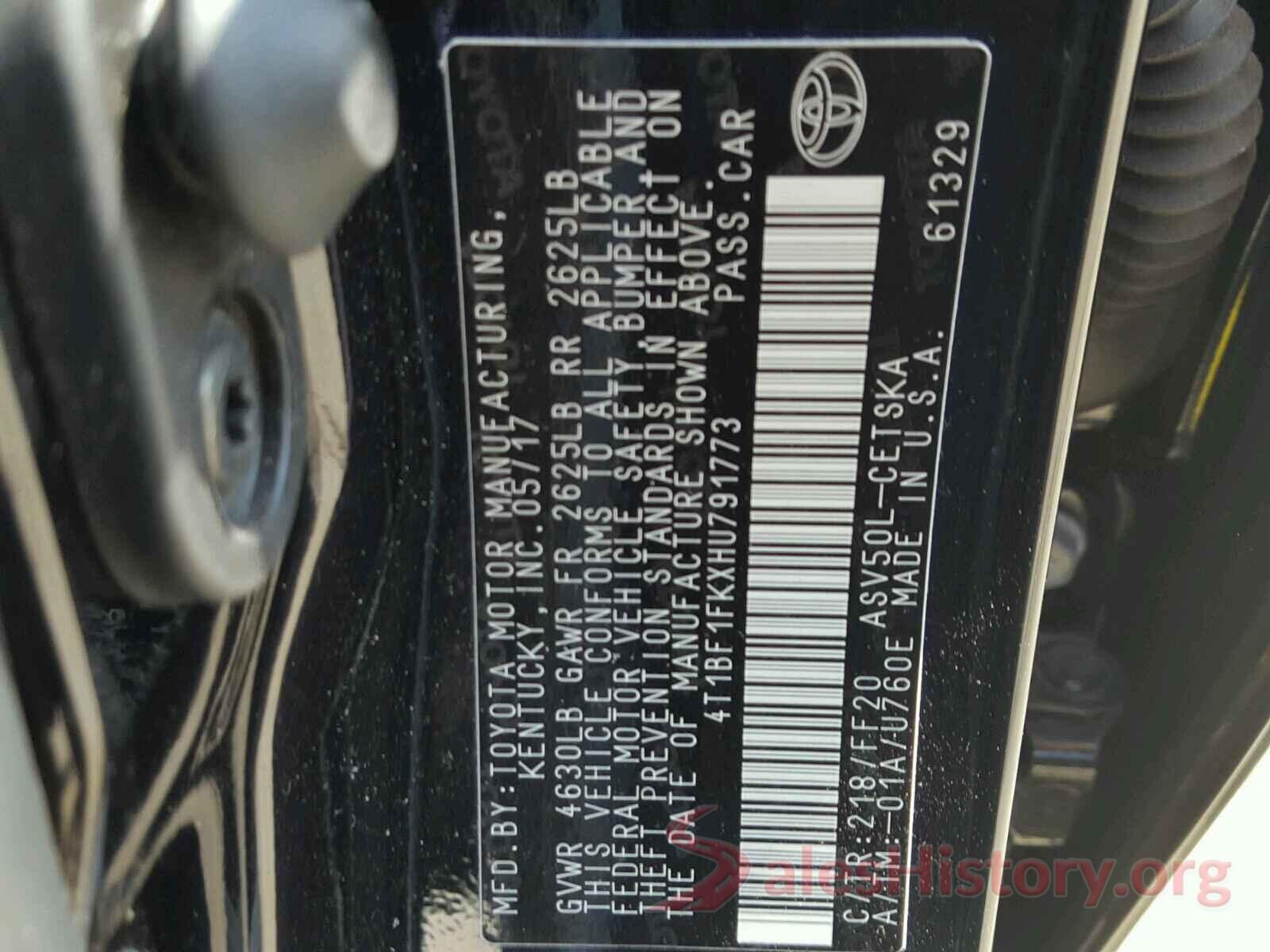 4T1BF1FKXHU791773 2017 TOYOTA CAMRY