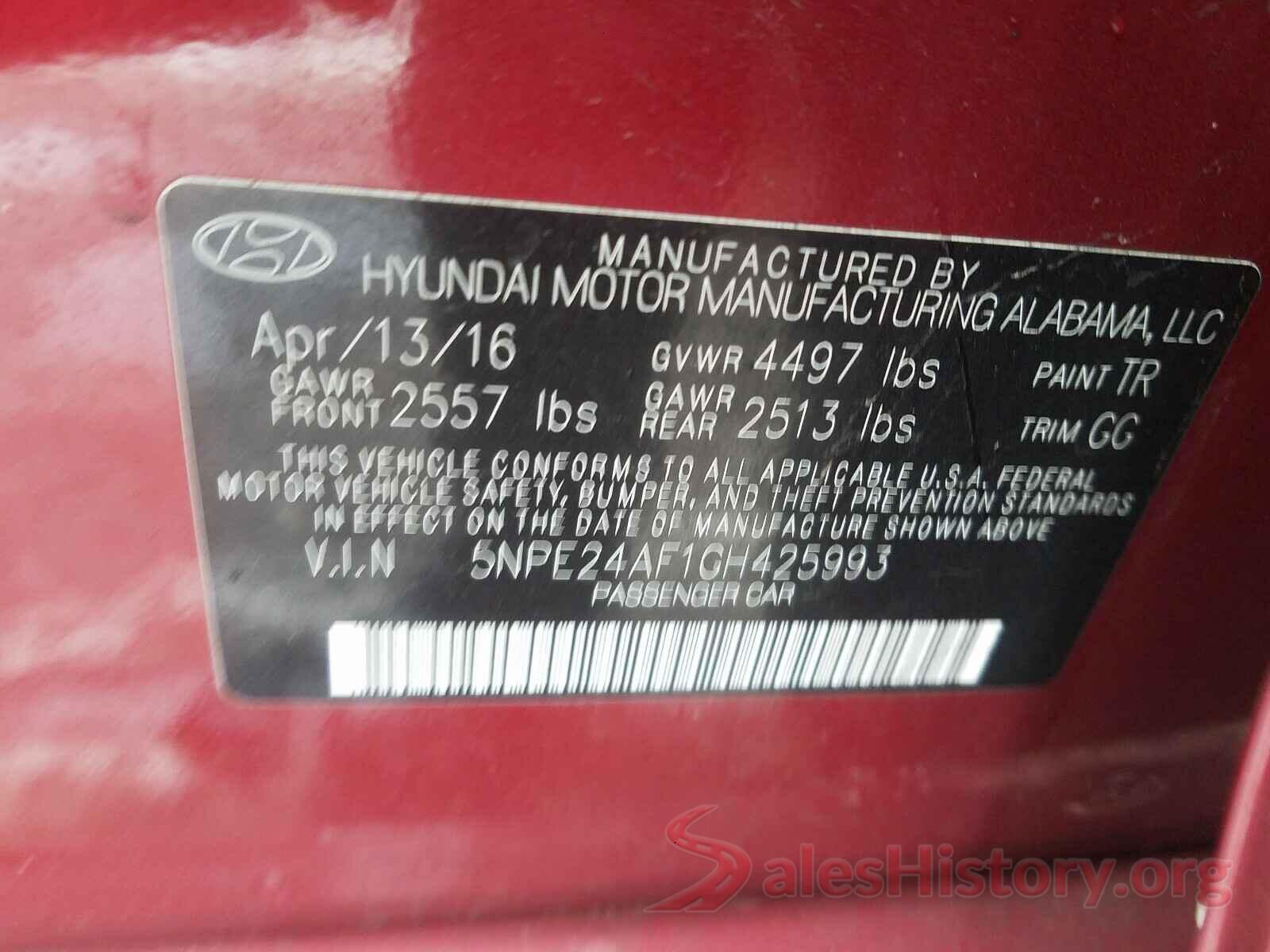 5NPE24AF1GH425993 2016 HYUNDAI SONATA