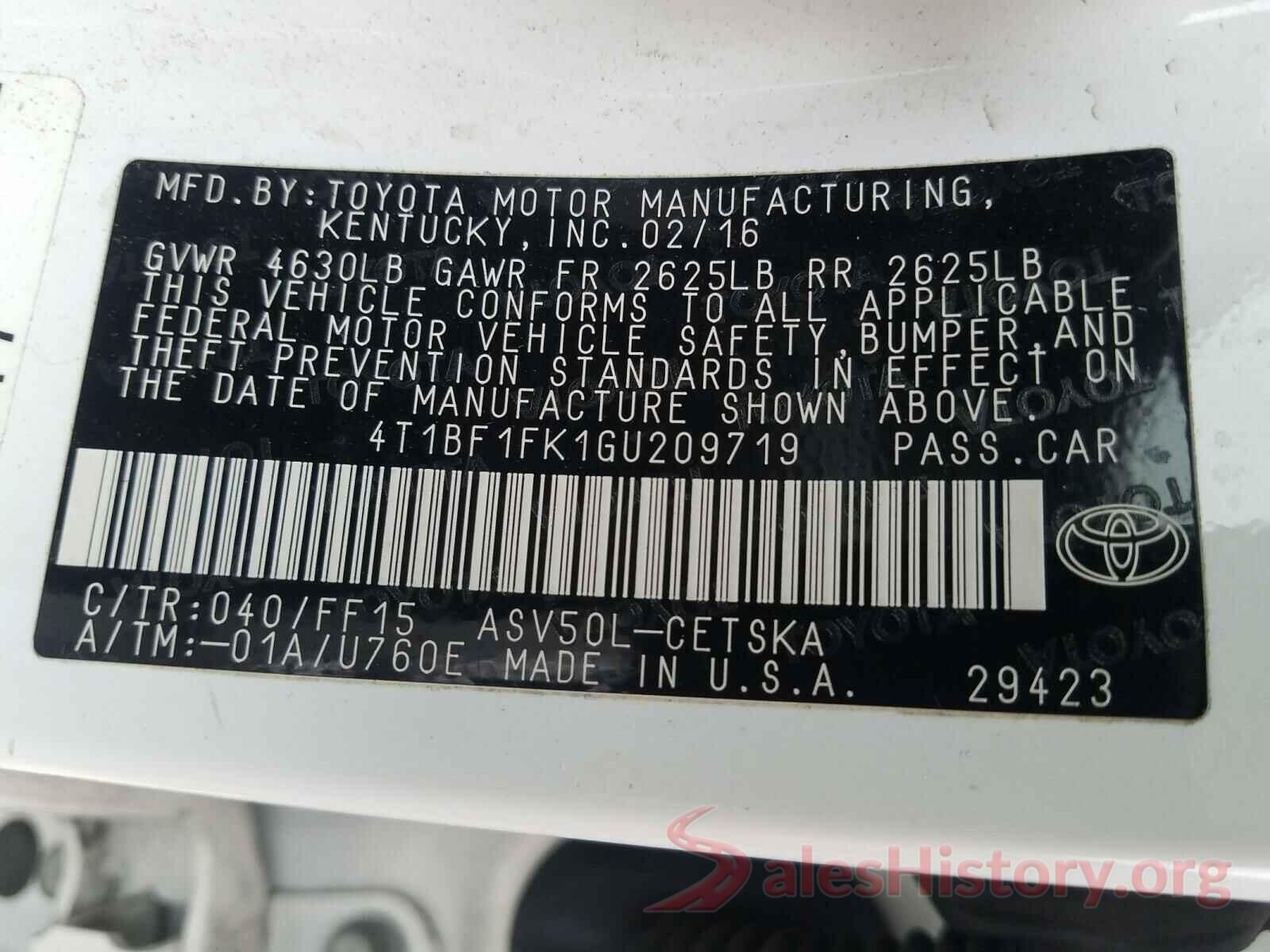 4T1BF1FK1GU209719 2016 TOYOTA CAMRY