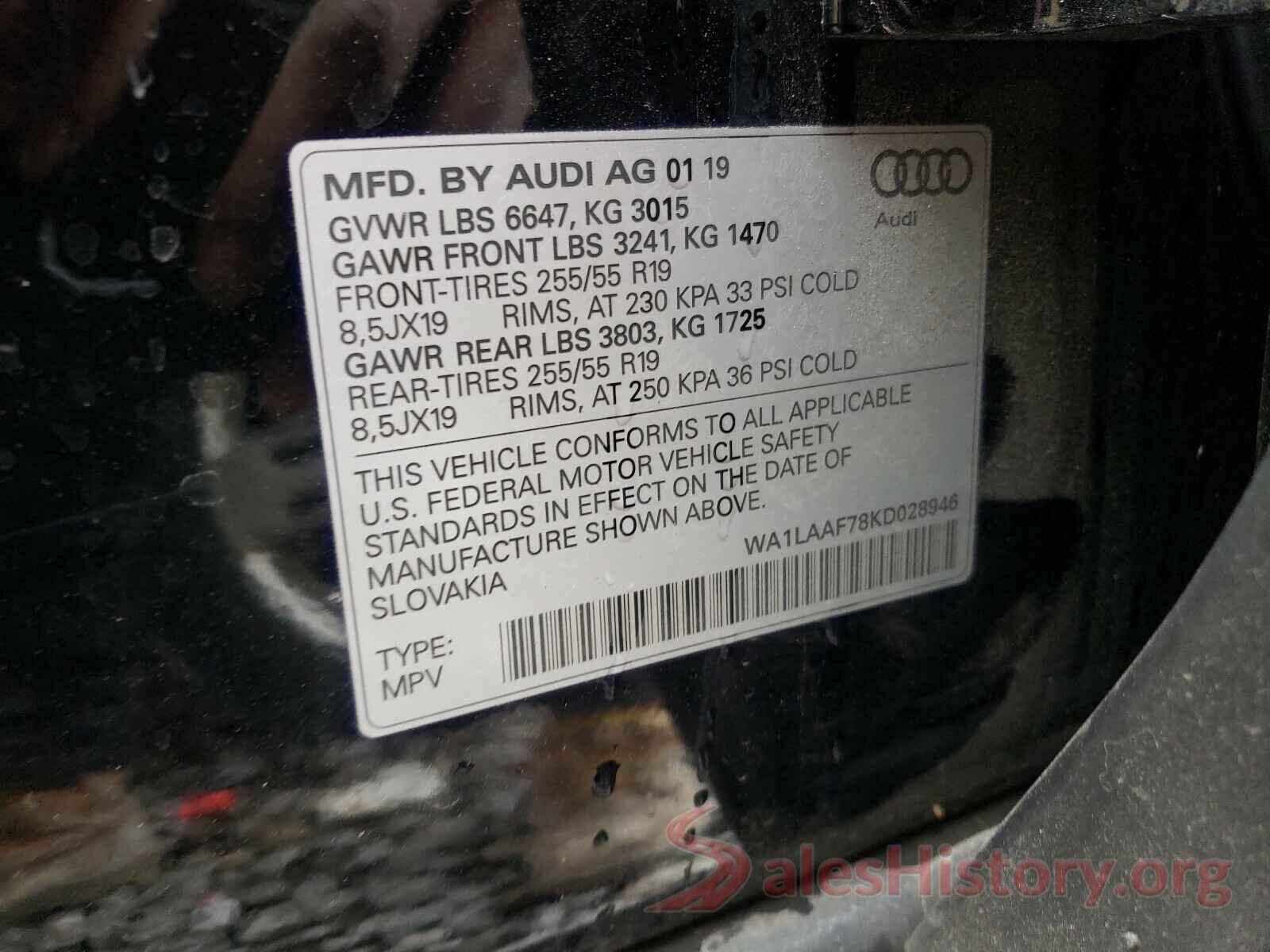 WA1LAAF78KD028946 2019 AUDI Q7