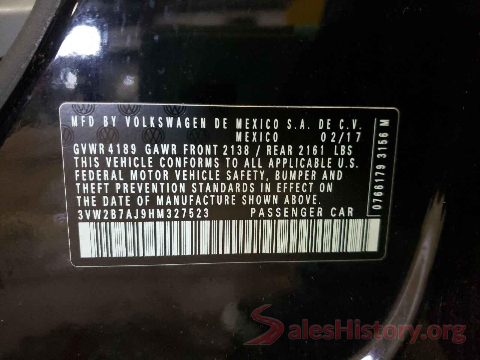 3VW2B7AJ9HM327523 2017 VOLKSWAGEN JETTA