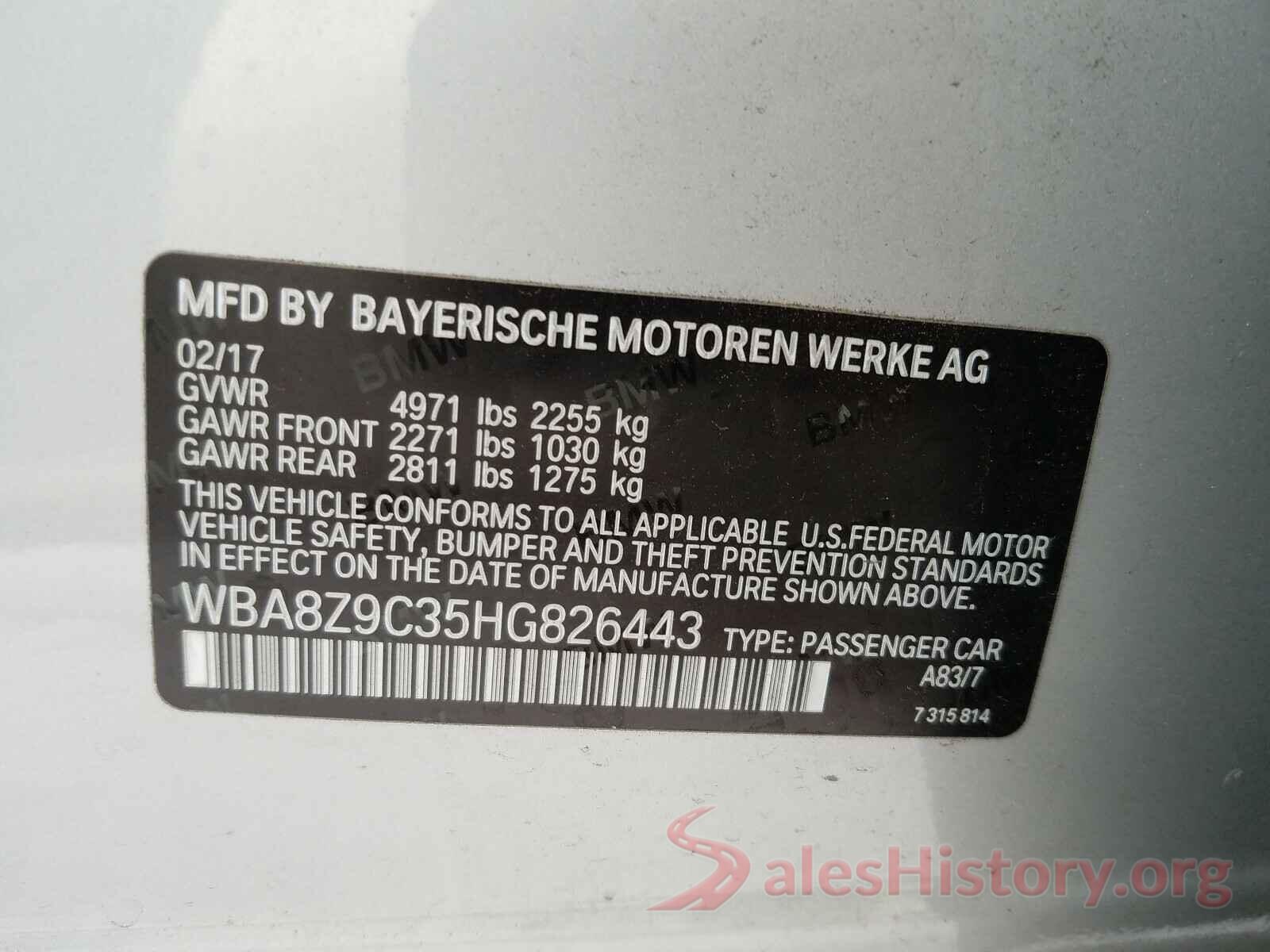 WBA8Z9C35HG826443 2017 BMW 3 SERIES