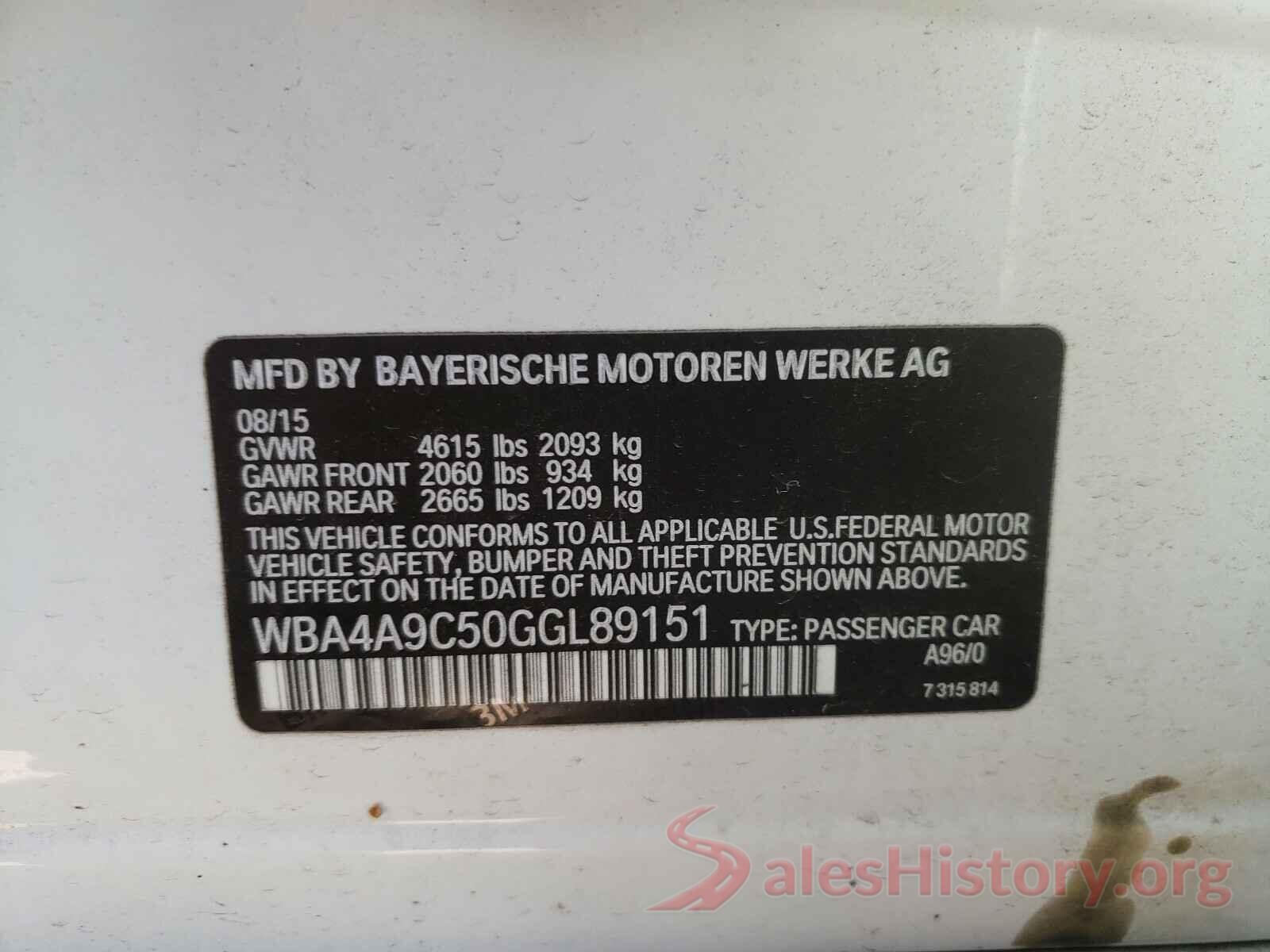 WBA4A9C50GGL89151 2016 BMW 4 SERIES