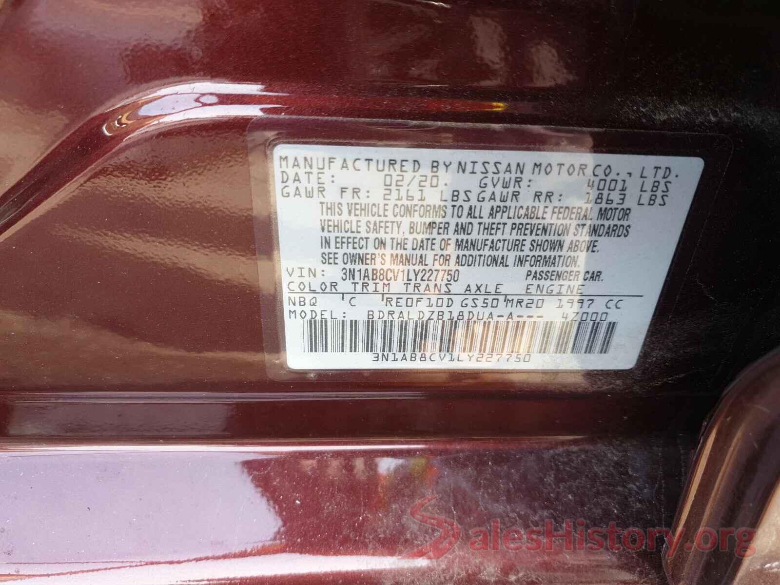 3N1AB8CV1LY227750 2020 NISSAN SENTRA