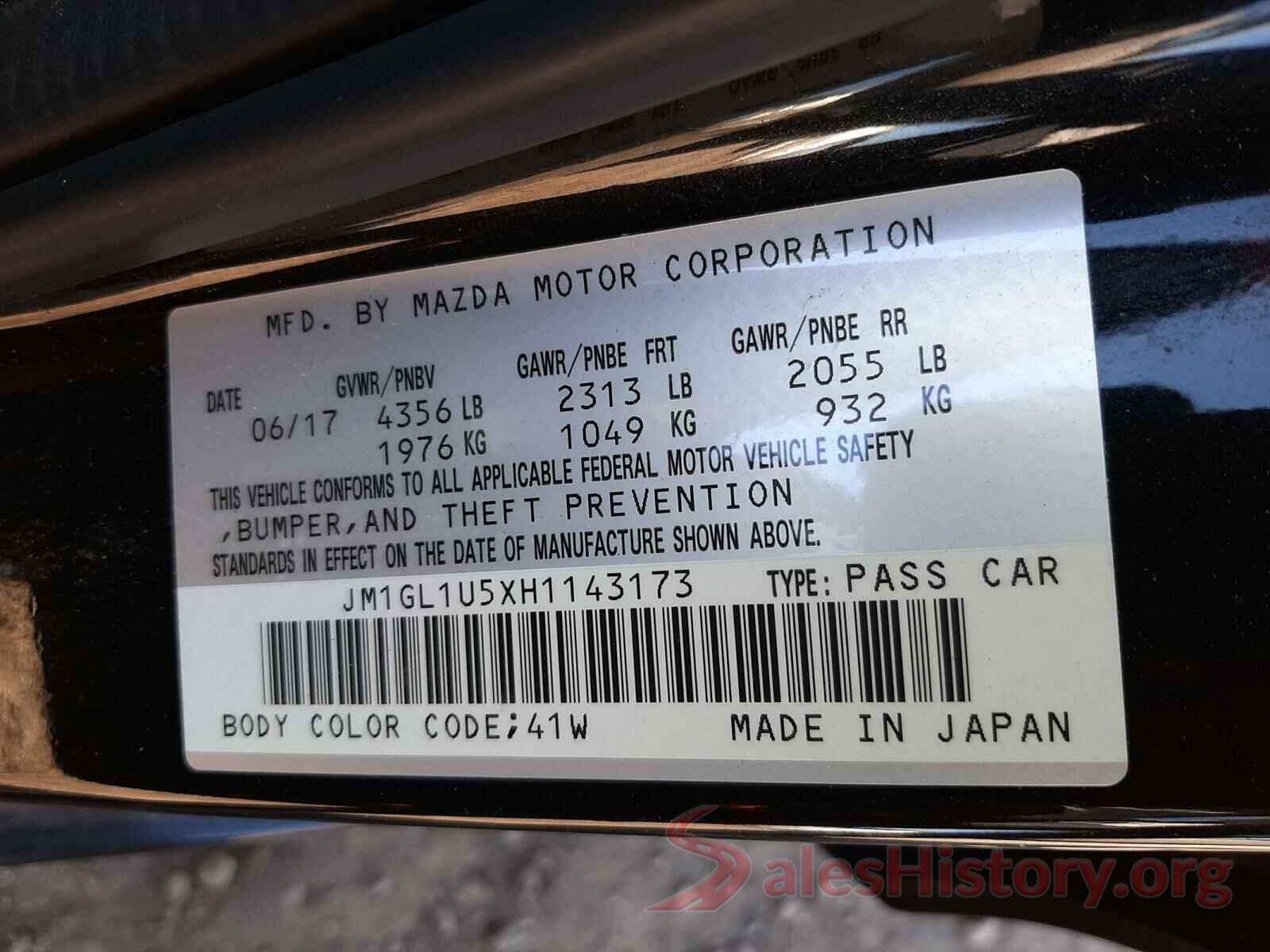 JM1GL1U5XH1143173 2017 MAZDA 6