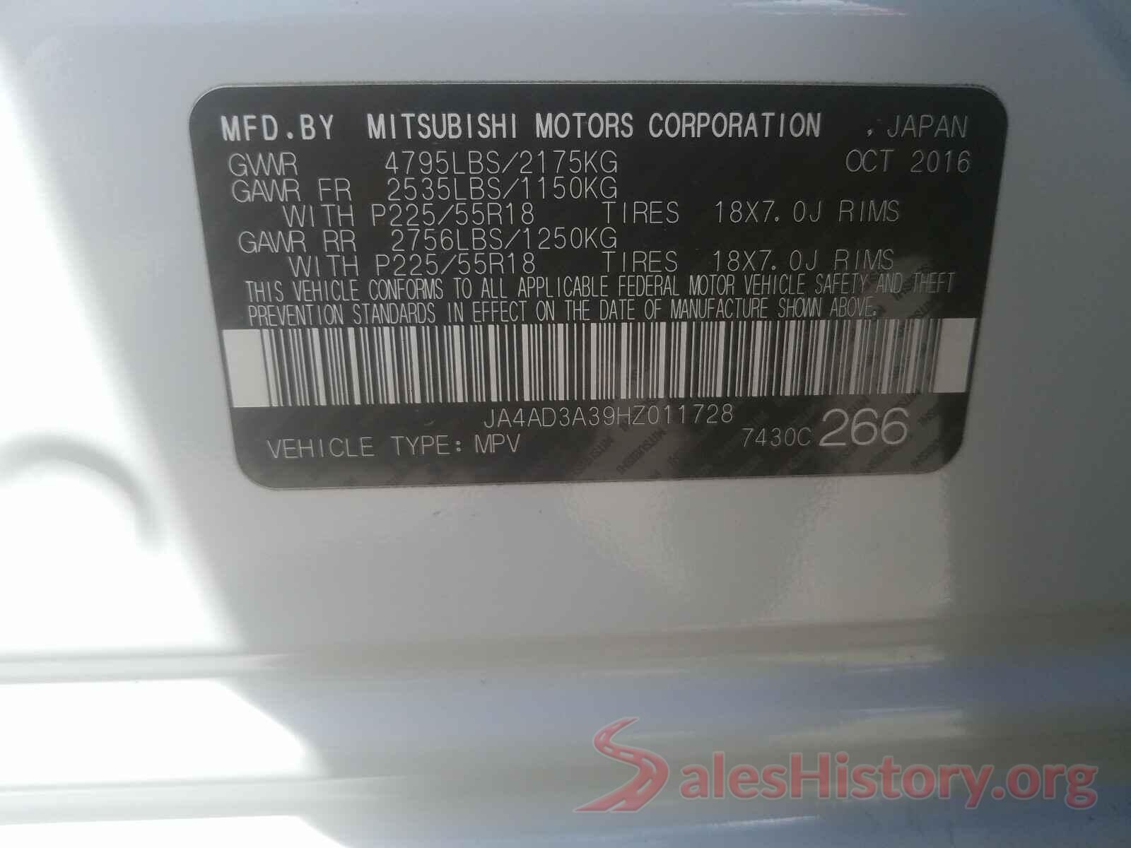 JA4AD3A39HZ011728 2017 MITSUBISHI OUTLANDER