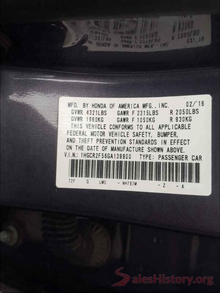 1HGCR2F56GA139900 2016 HONDA ACCORD