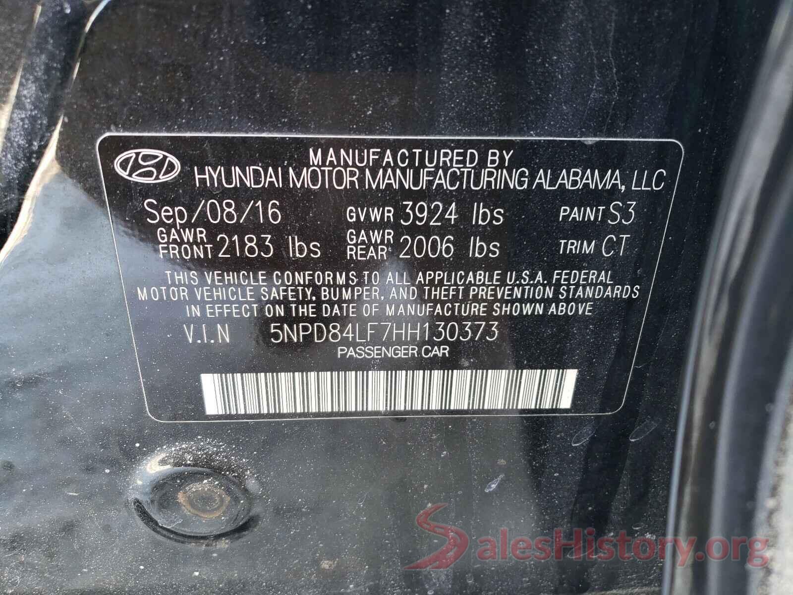 5NPD84LF7HH130373 2017 HYUNDAI ELANTRA