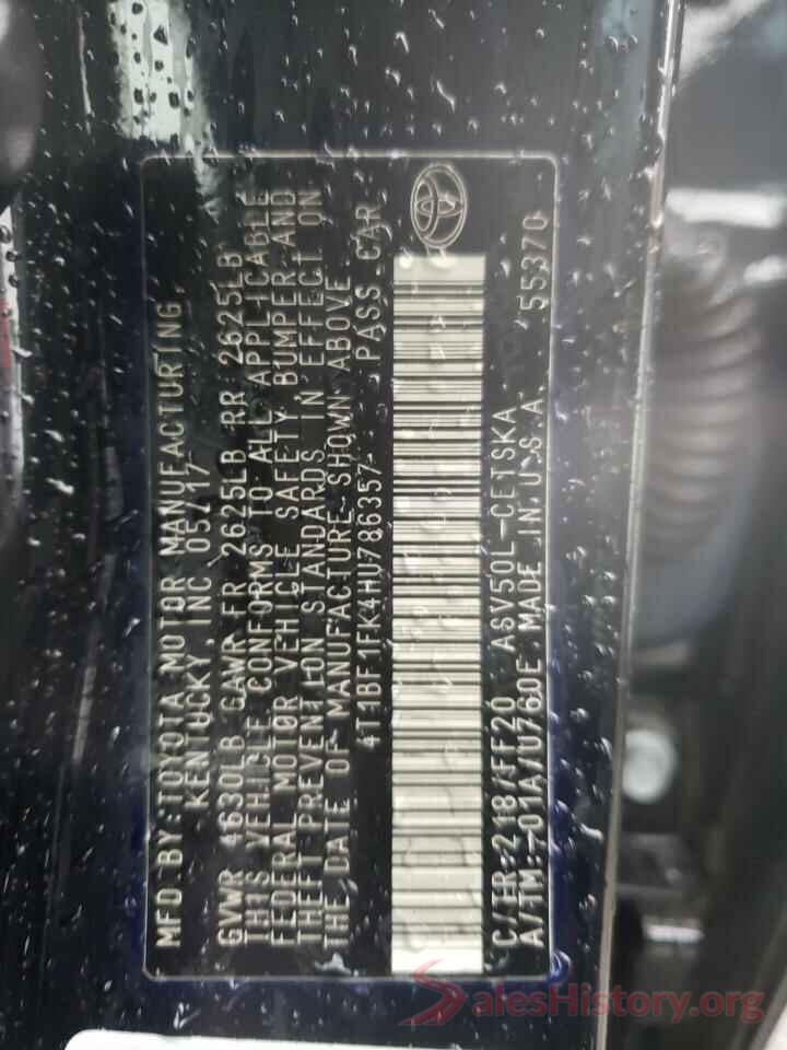 4T1BF1FK4HU786357 2017 TOYOTA CAMRY