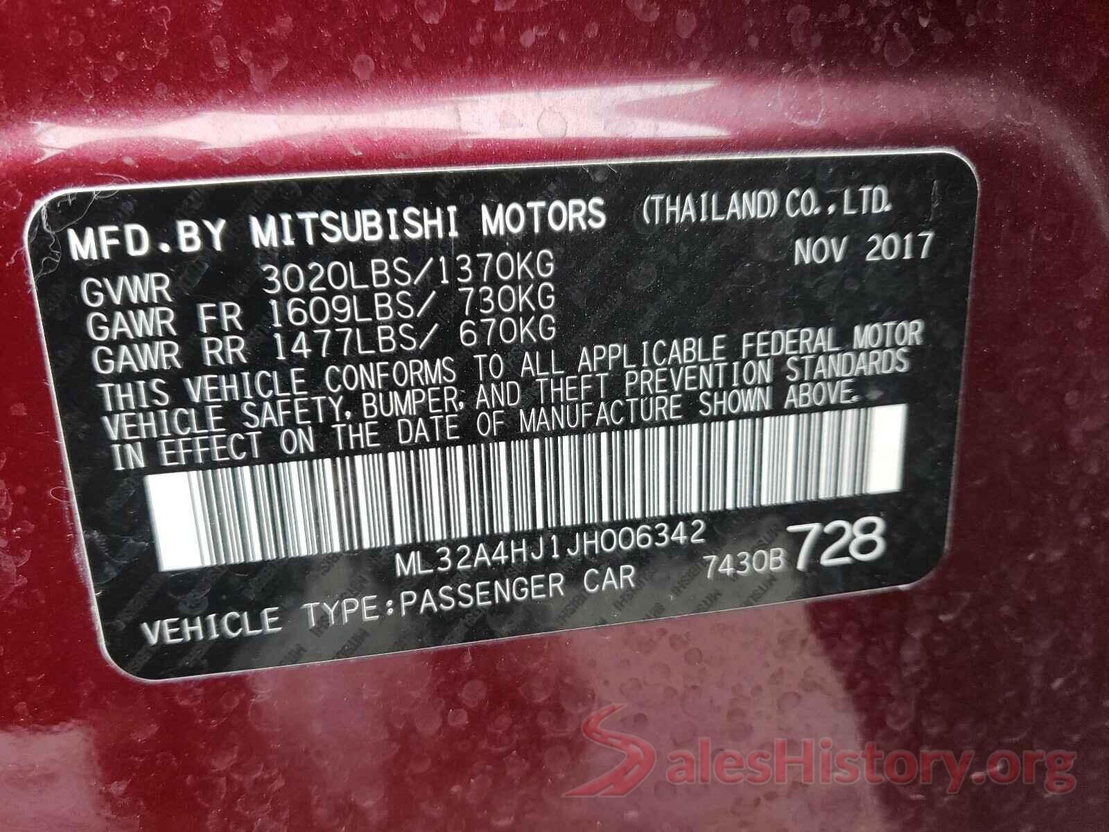 ML32A4HJ1JH006342 2018 MITSUBISHI MIRAGE