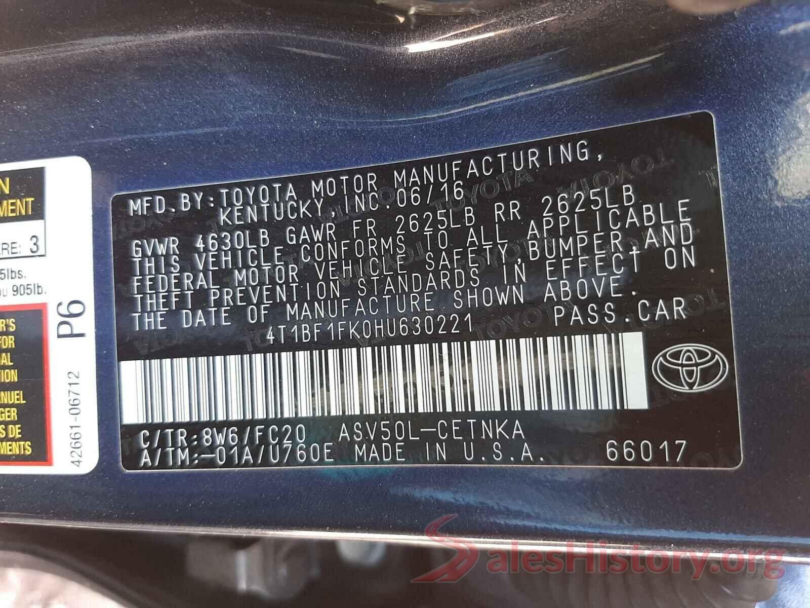 4T1BF1FK0HU630221 2017 TOYOTA CAMRY