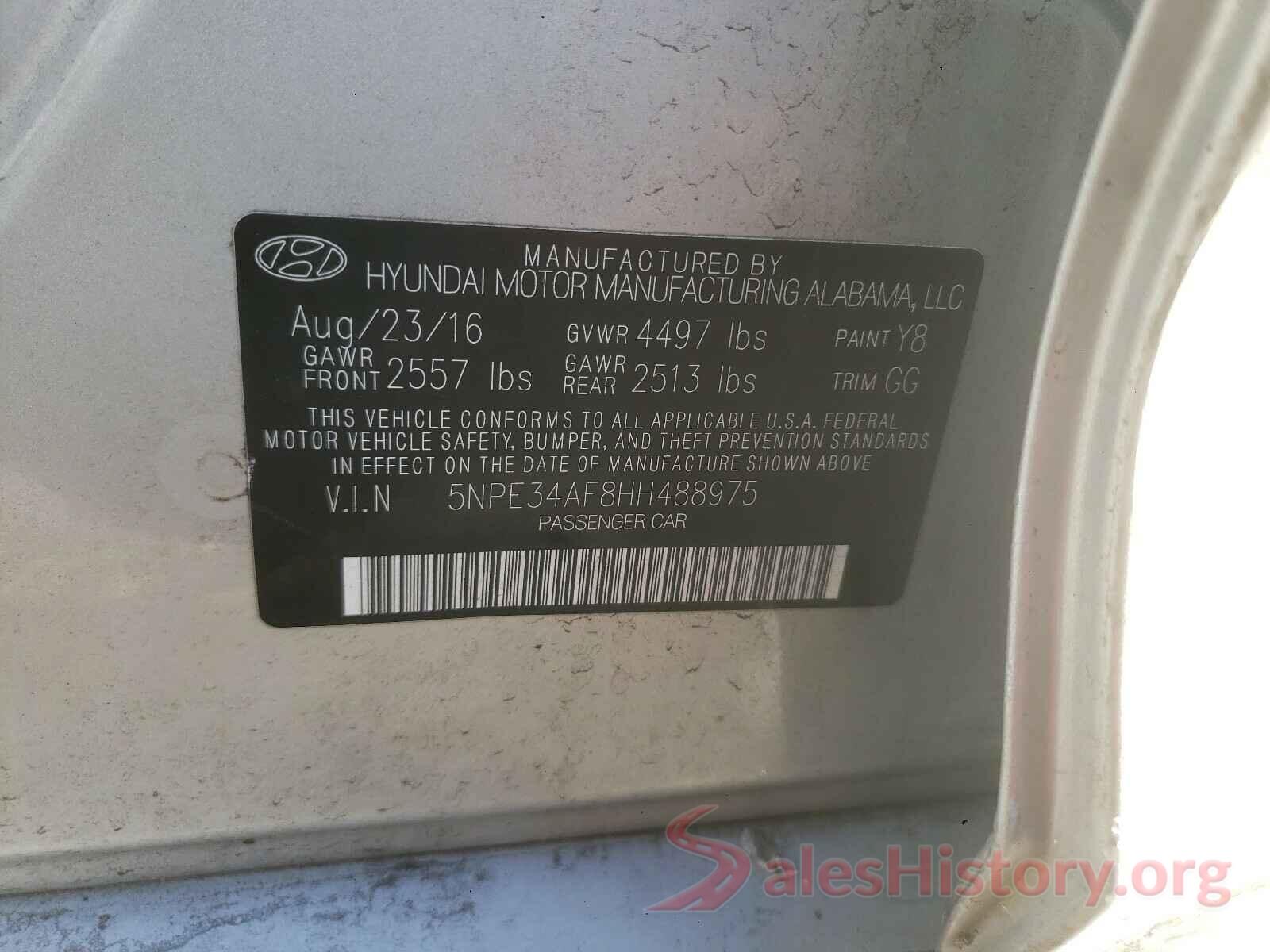 5NPE34AF8HH488975 2017 HYUNDAI SONATA