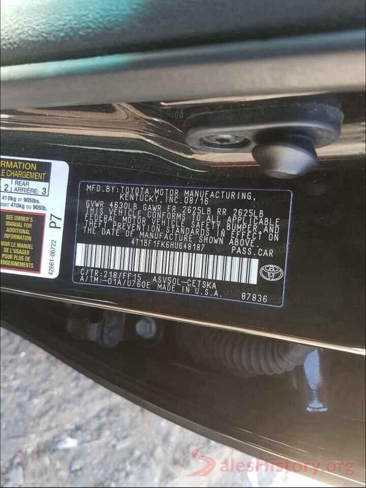 4T1BF1FK6HU648187 2017 TOYOTA CAMRY