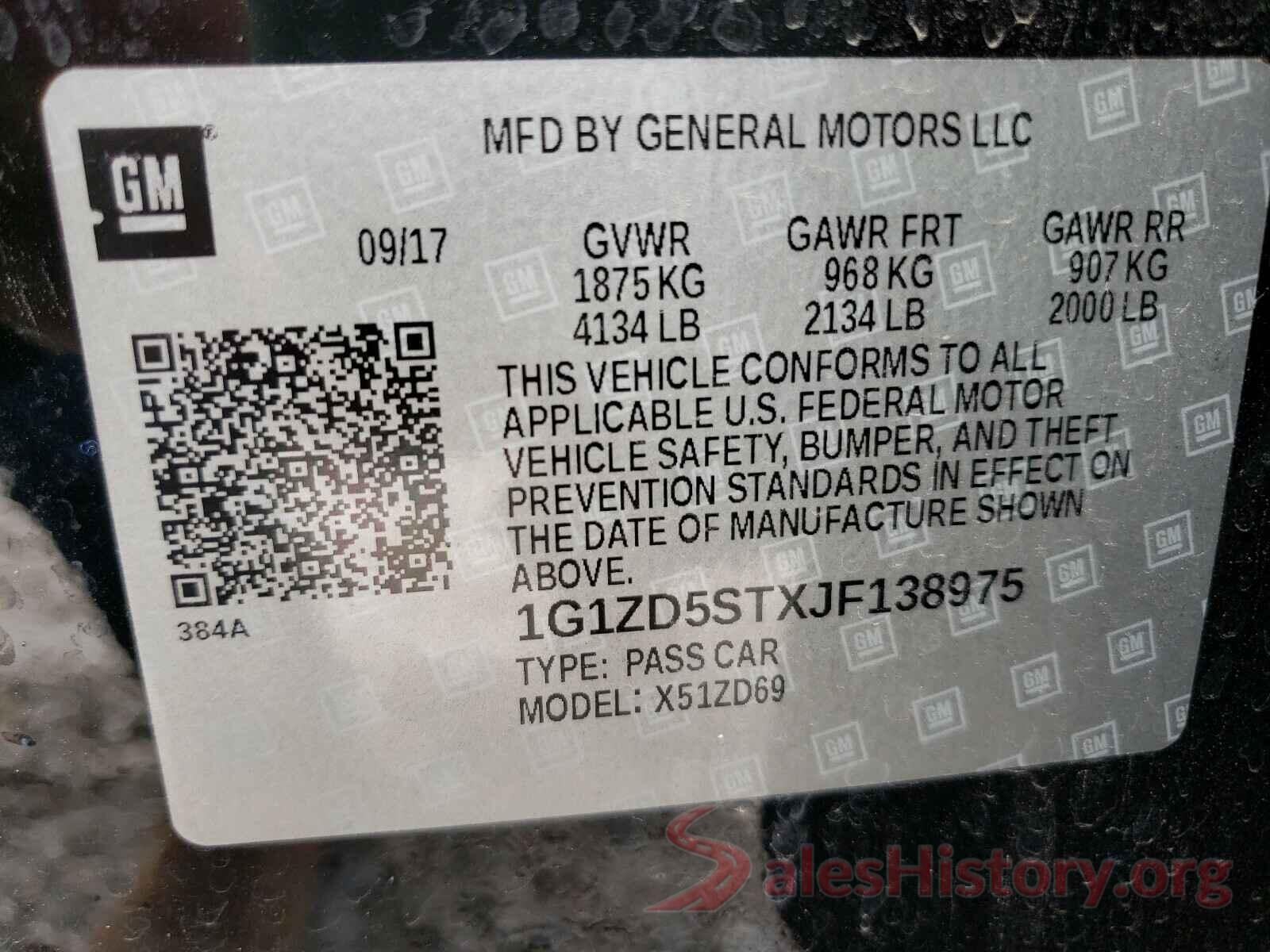 1G1ZD5STXJF138975 2018 CHEVROLET MALIBU