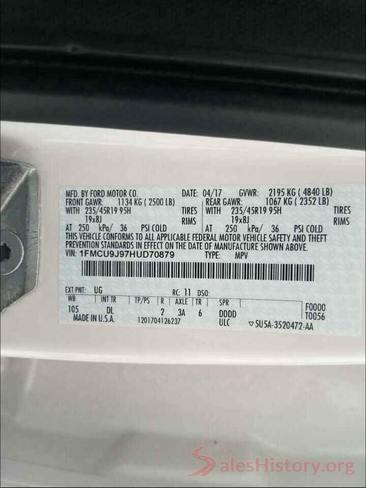 1FMCU9J97HUD70879 2017 FORD ESCAPE