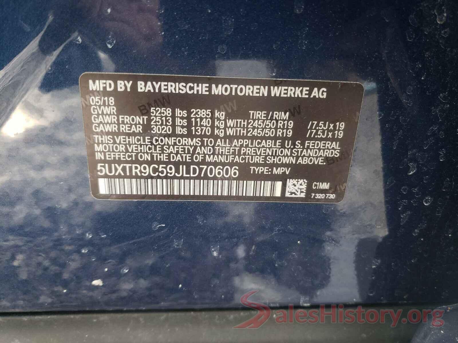 5UXTR9C59JLD70606 2018 BMW X3