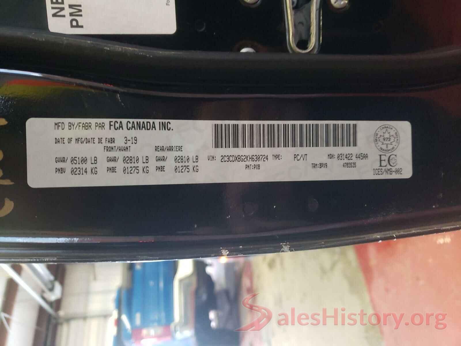 2C3CDXBG2KH630724 2019 DODGE CHARGER