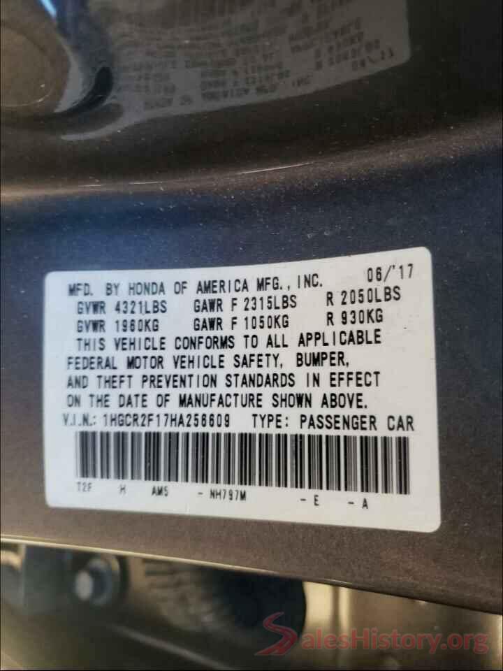 1HGCR2F17HA256609 2017 HONDA ACCORD