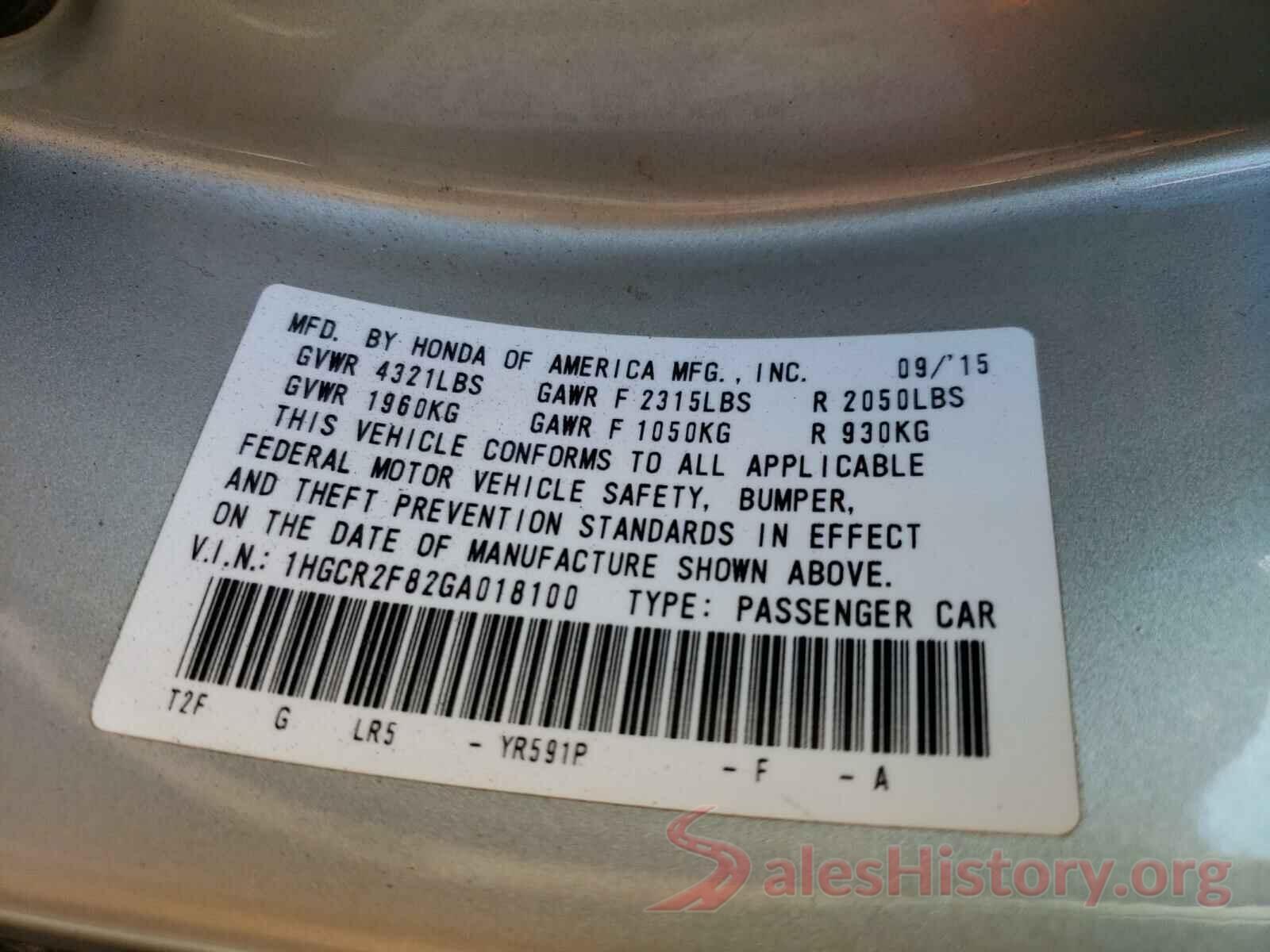 1HGCR2F82GA018100 2016 HONDA ACCORD