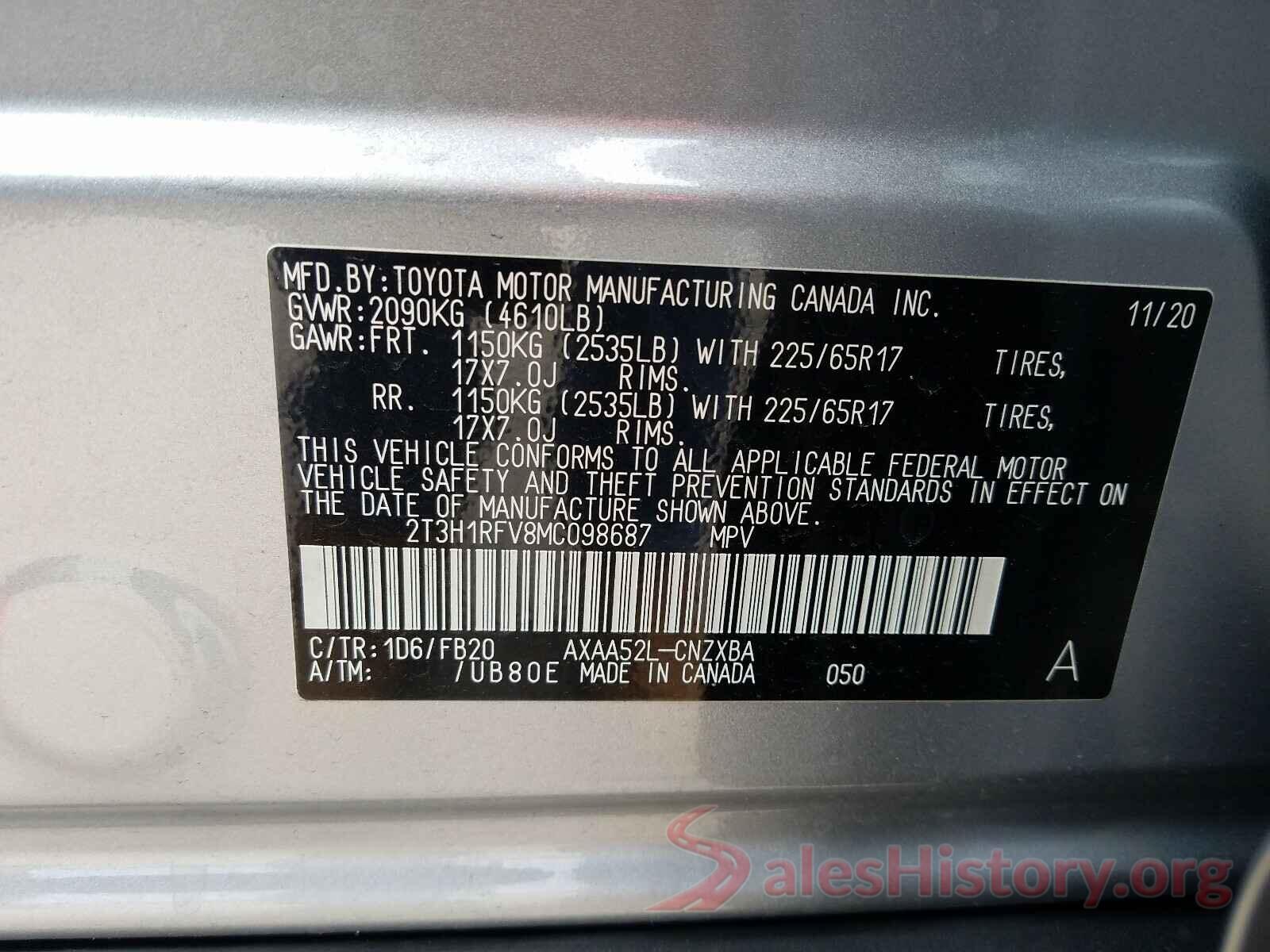 2T3H1RFV8MC098687 2021 TOYOTA RAV4