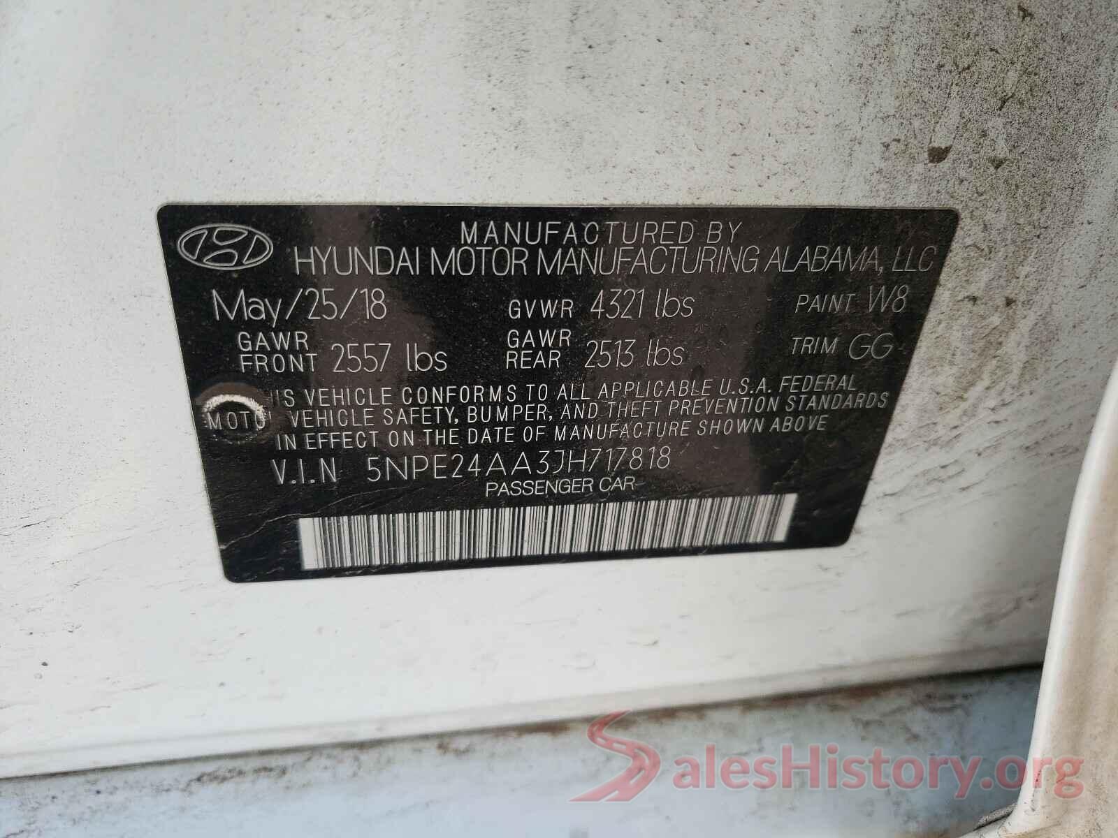 5NPE24AA3JH717818 2018 HYUNDAI SONATA