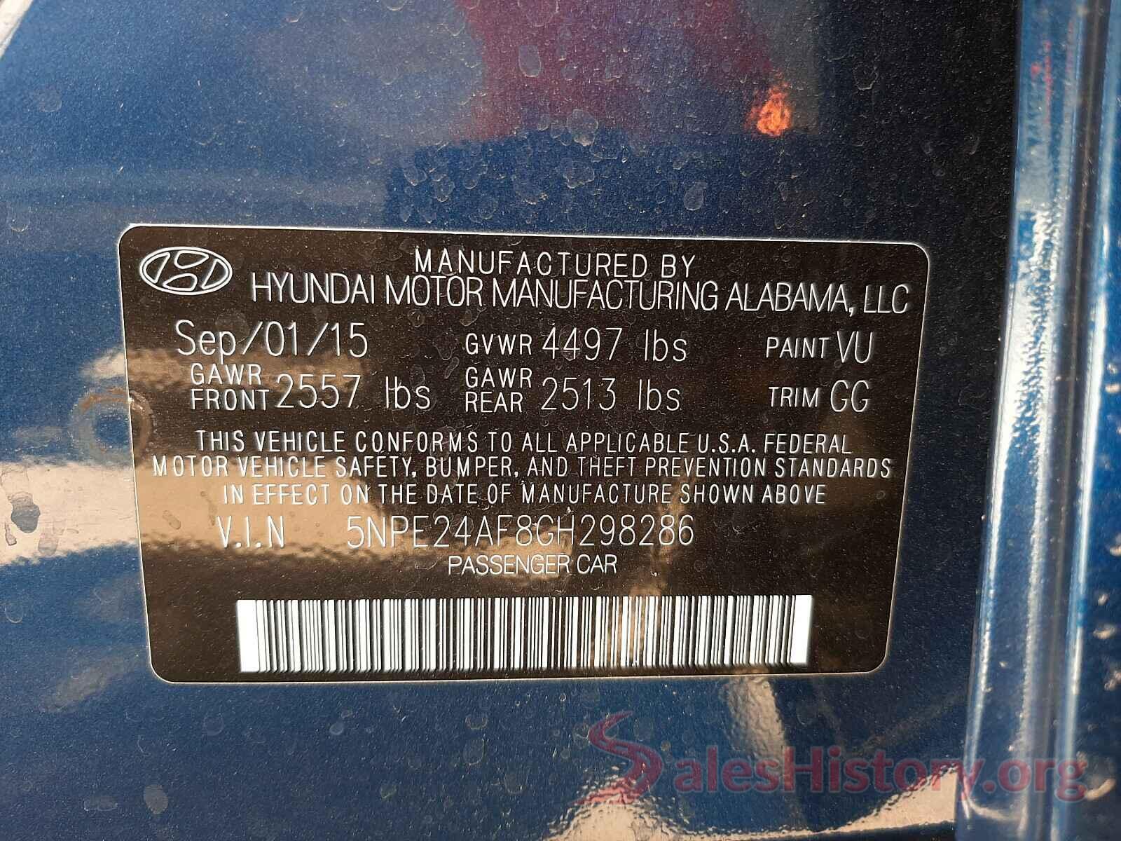 5NPE24AF8GH298286 2016 HYUNDAI SONATA