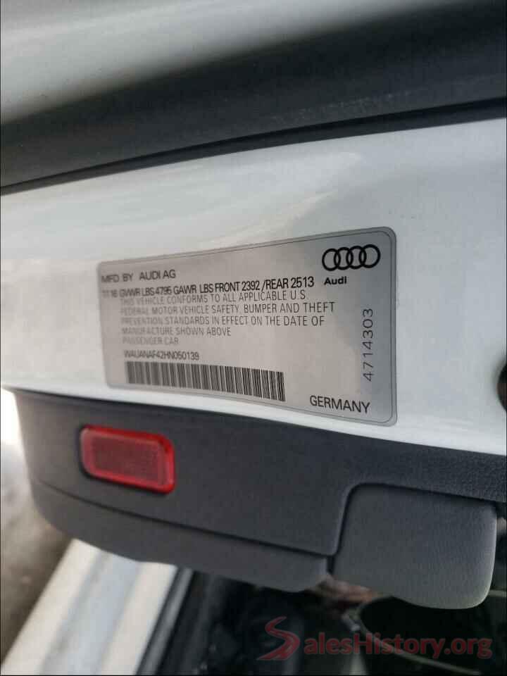 WAUANAF42HN050139 2017 AUDI A4